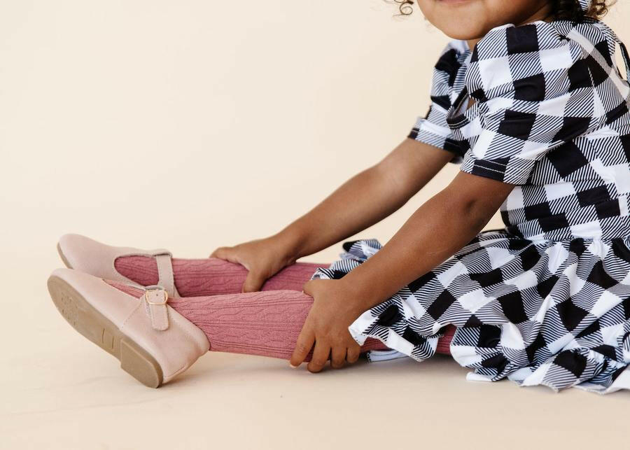 Mauve Rose Cable Knit Tights Tights Little Stocking Co