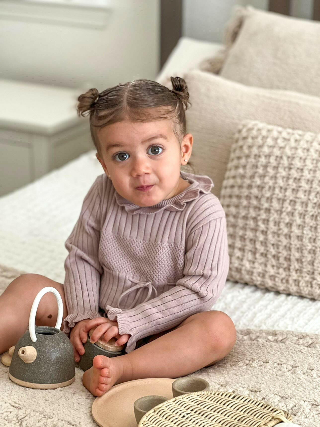Ruffle Romper - Dusty Petal Luna + Luca