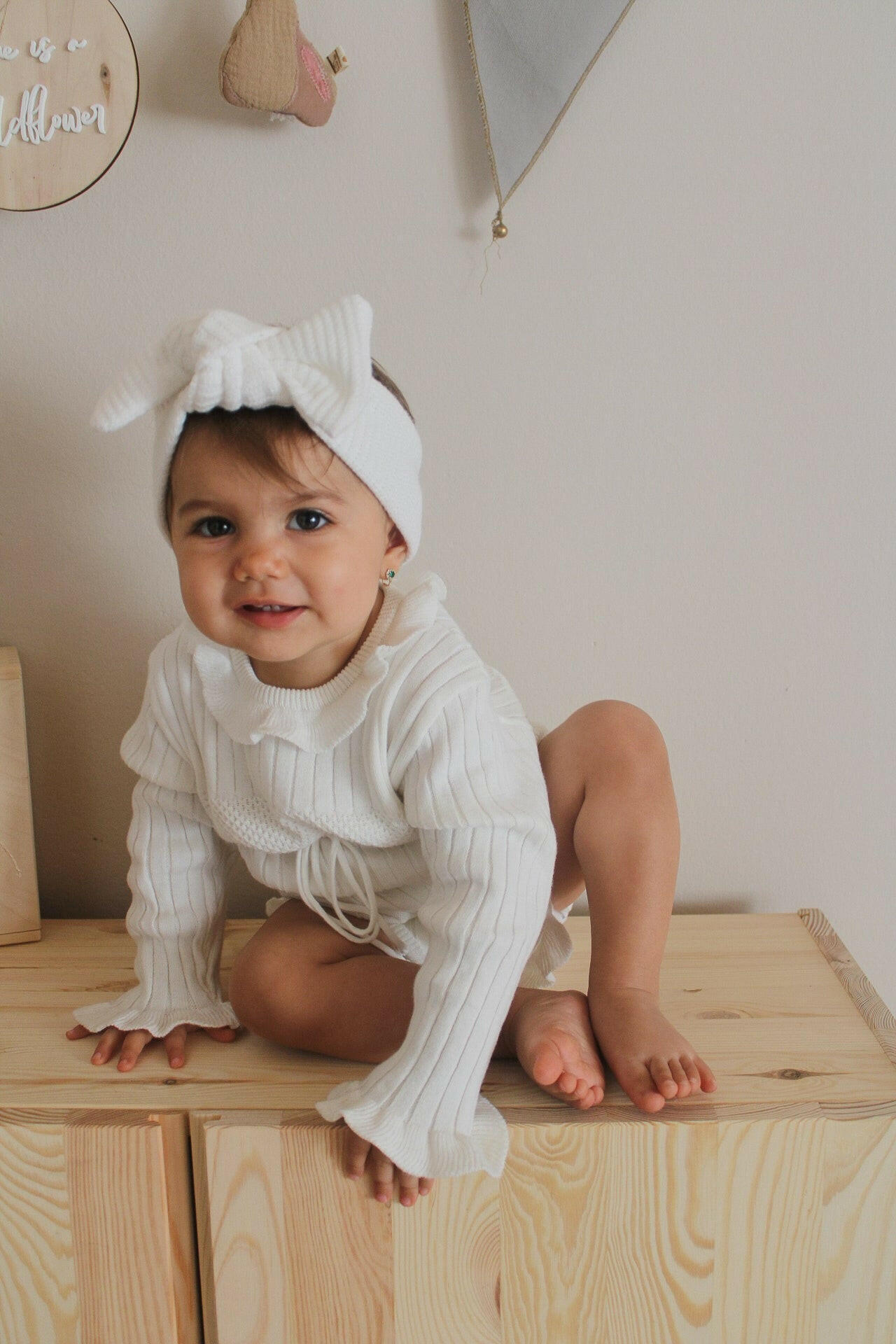 Ruffle Romper - White Luna + Luca