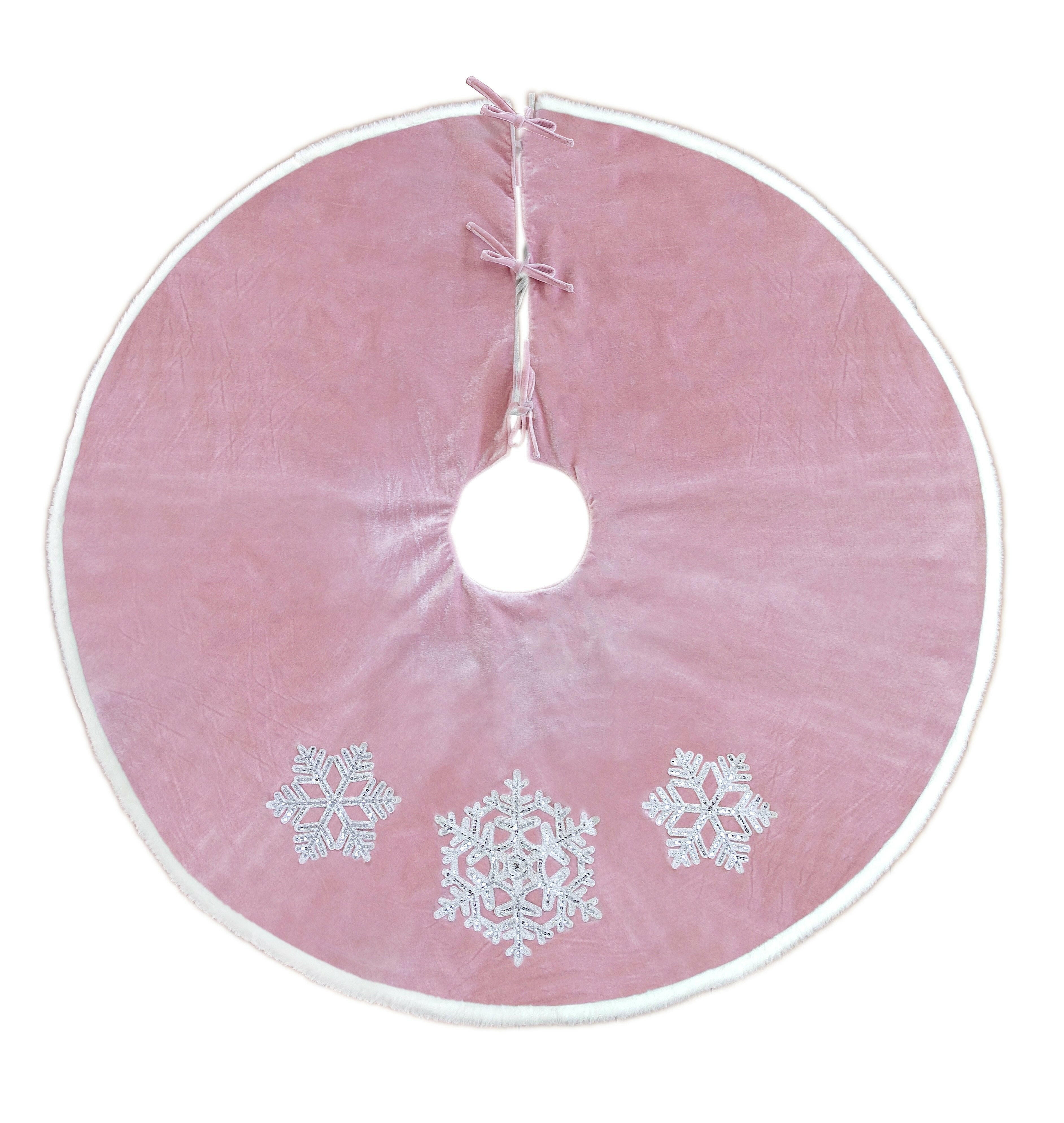 DUSTY ROSE SNOWFLAKE TREE SKIRT Tree Skirt MON AMI