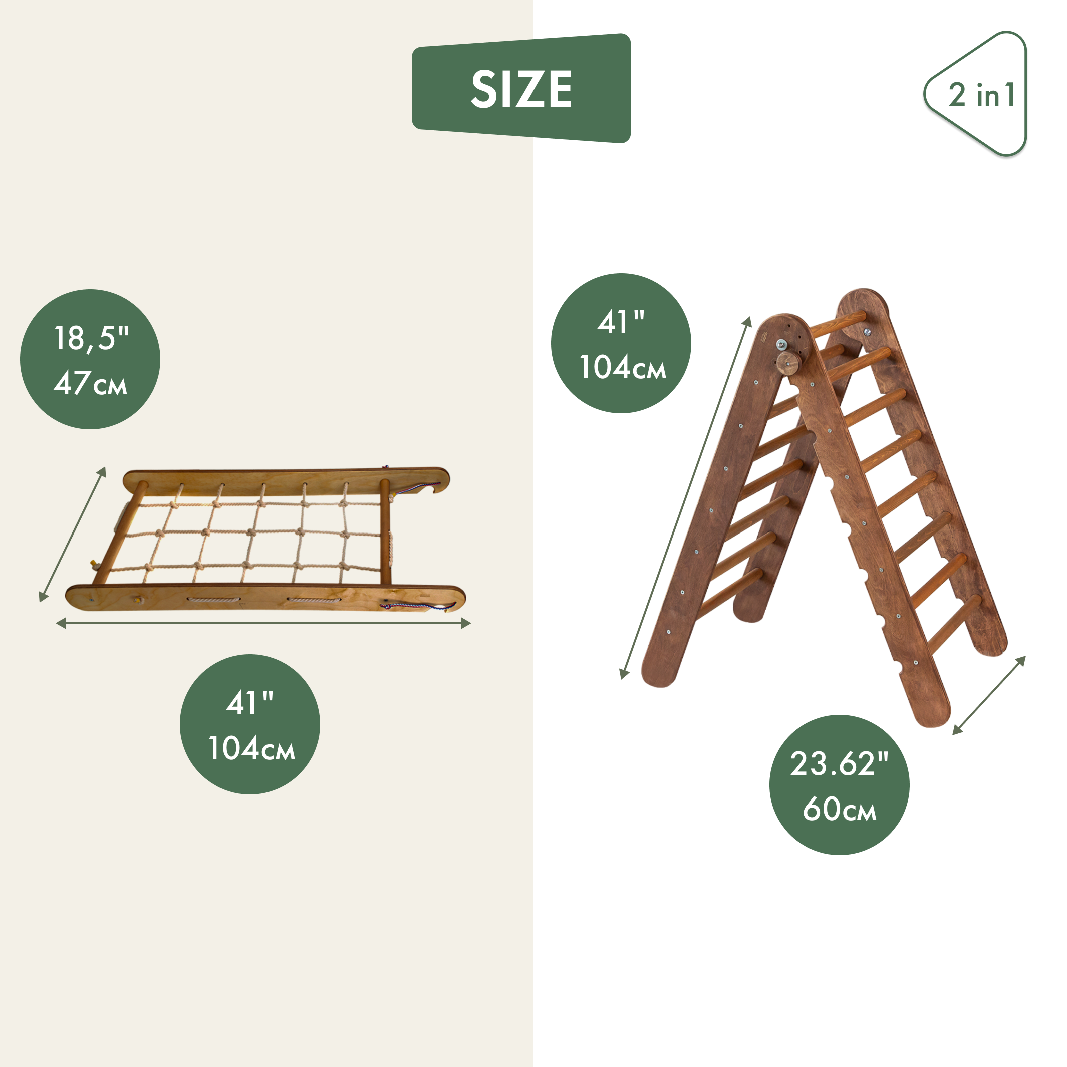 2in1 Montessori Climbing Set: Triangle Ladder + Climbing Net 2in1 Playsets Goodevas