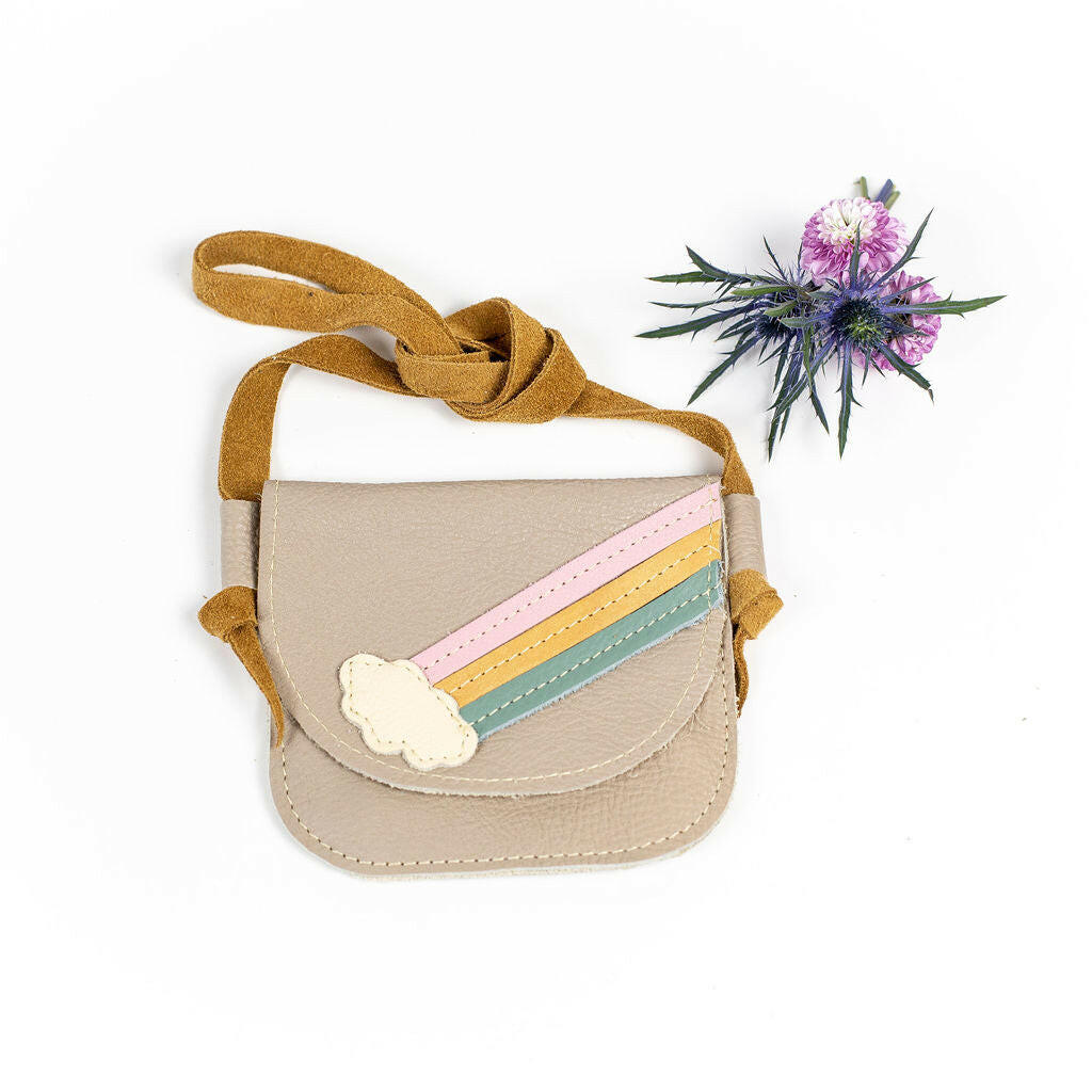 Rainbow on Beige Leather PURSE Toddler & Kids Starry Knight Design