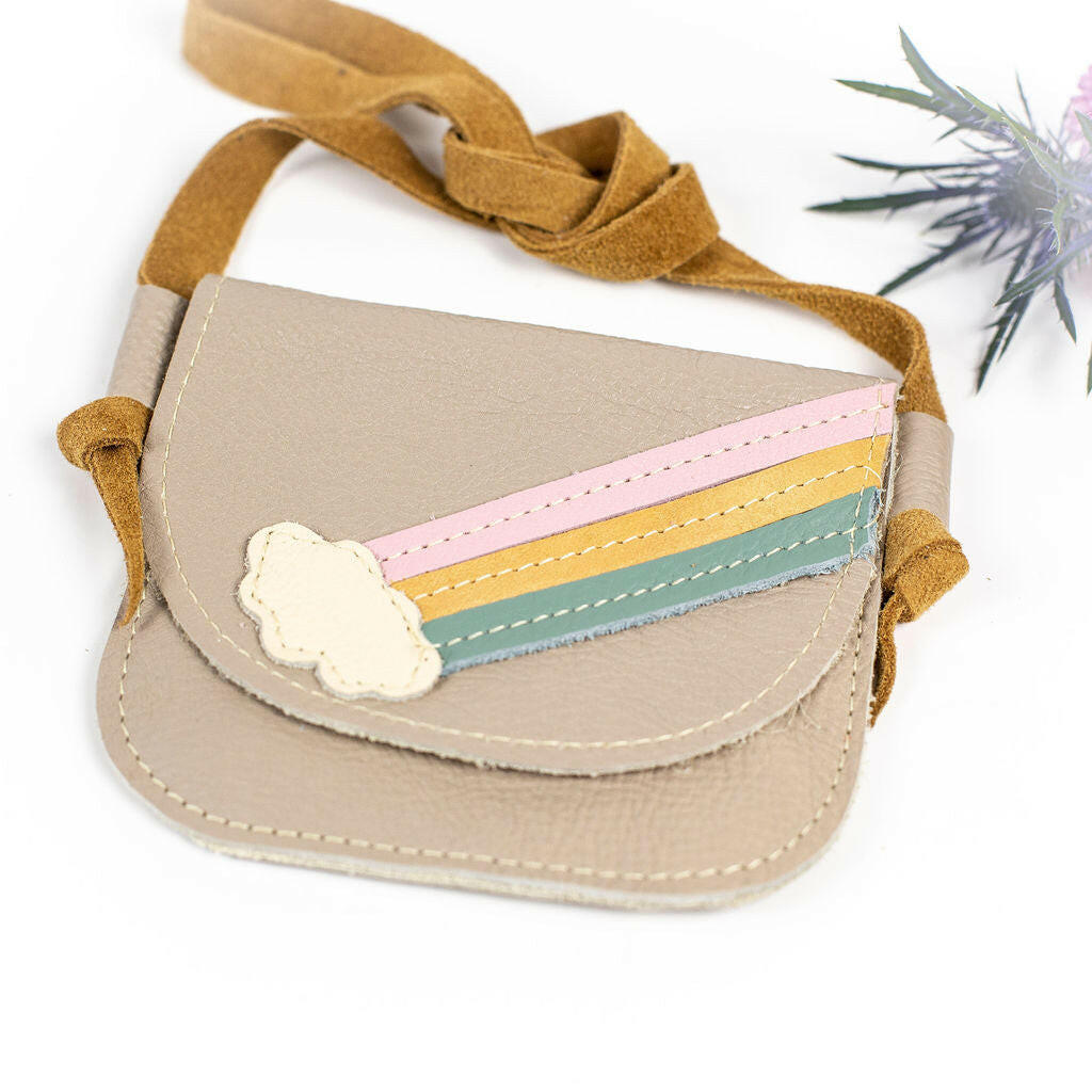 Rainbow on Beige Leather PURSE Toddler & Kids Starry Knight Design