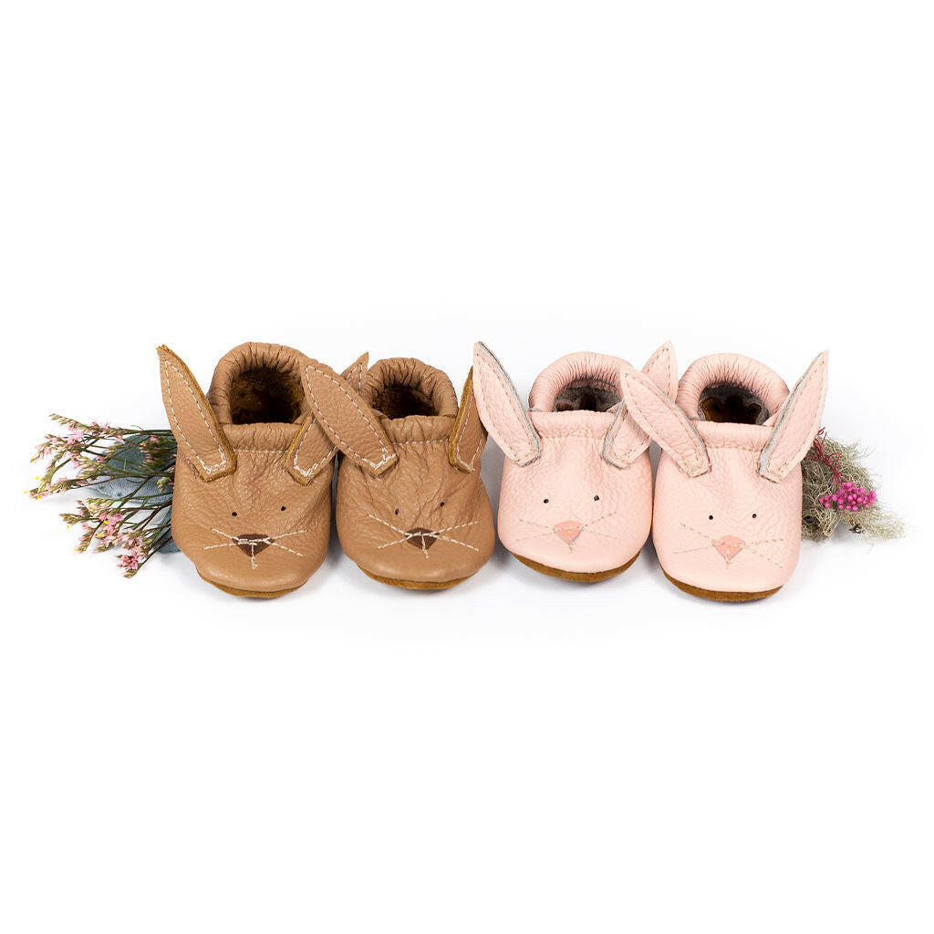 Pink Bunnies // Cute Critters Leather Shoes Baby and Toddler Bunny Baby Shoes Starry Knight Design