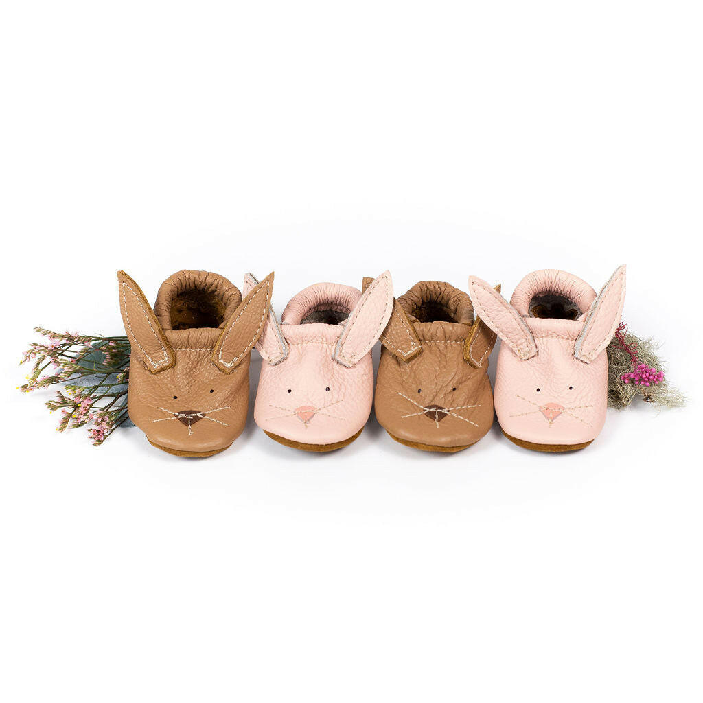 Pink Bunnies // Cute Critters Leather Shoes Baby and Toddler Bunny Baby Shoes Starry Knight Design
