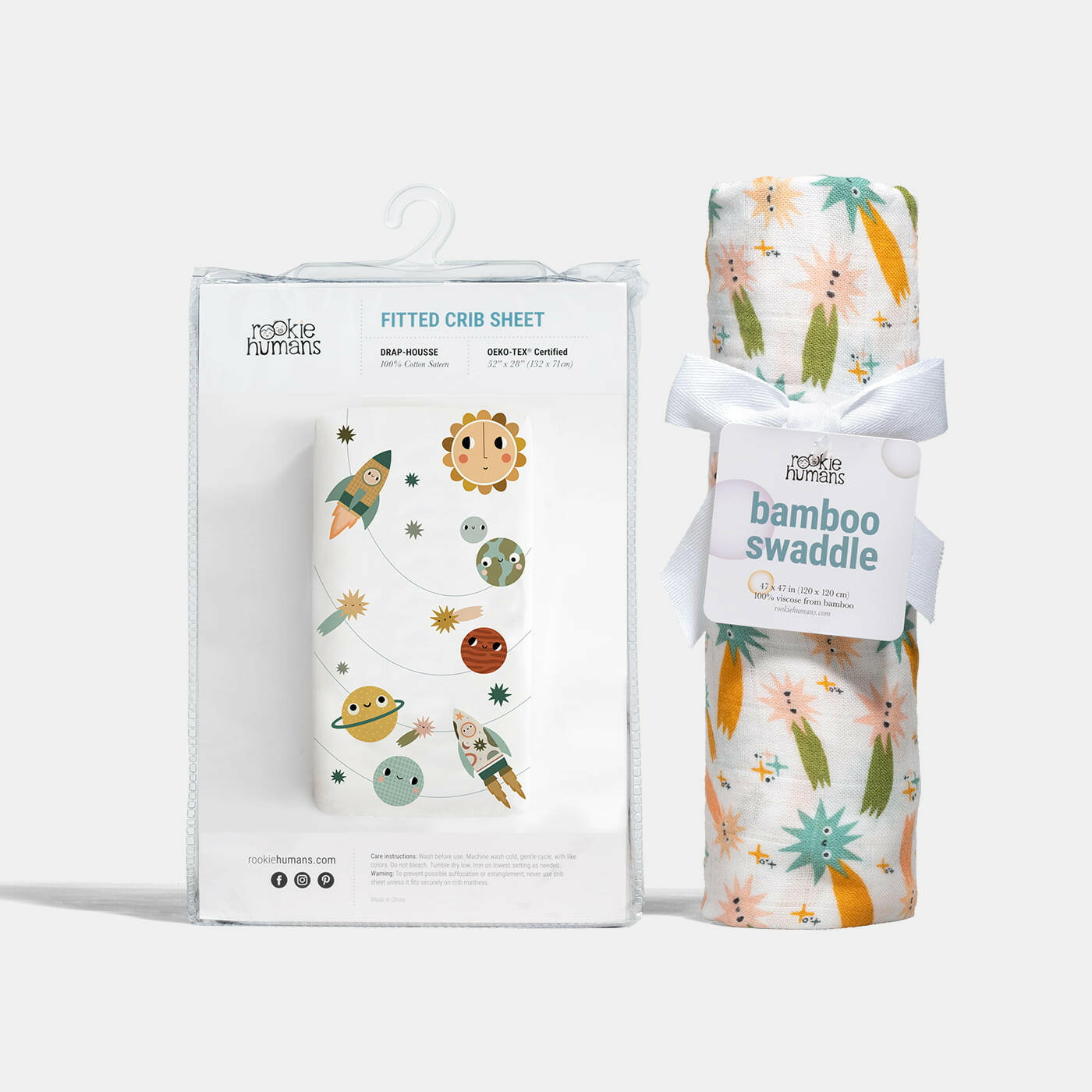 Crib sheet and Swaddle bundle - Space Explorer  Rookie Humans