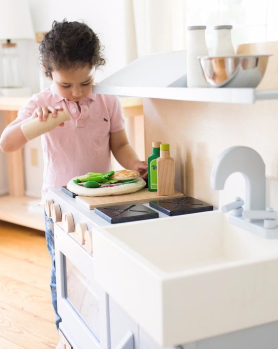 Wooden Play Kitchen Hood - Gray Kids Toys Milton & Goose