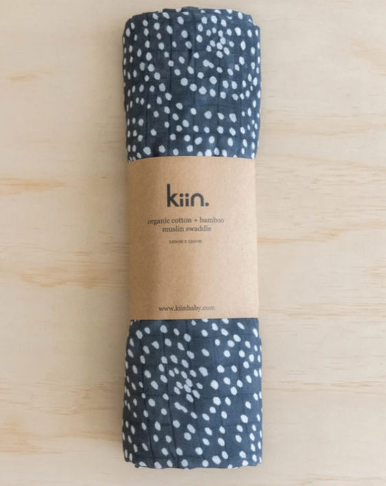 Organic Cotton + Bamboo Muslin Swaddle - Dusk Baby Essentials Kiin Baby