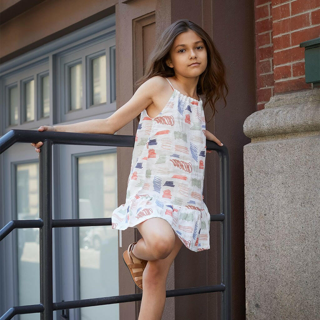 Scribble Kid Linen Dress dress Mon Coeur
