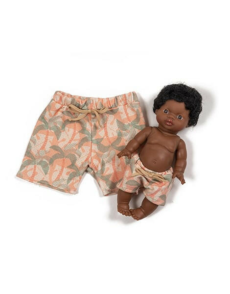 Minikane Doll & Me -Diego Long Shorts in Palm Trees jersey Doll Clothing Minikane