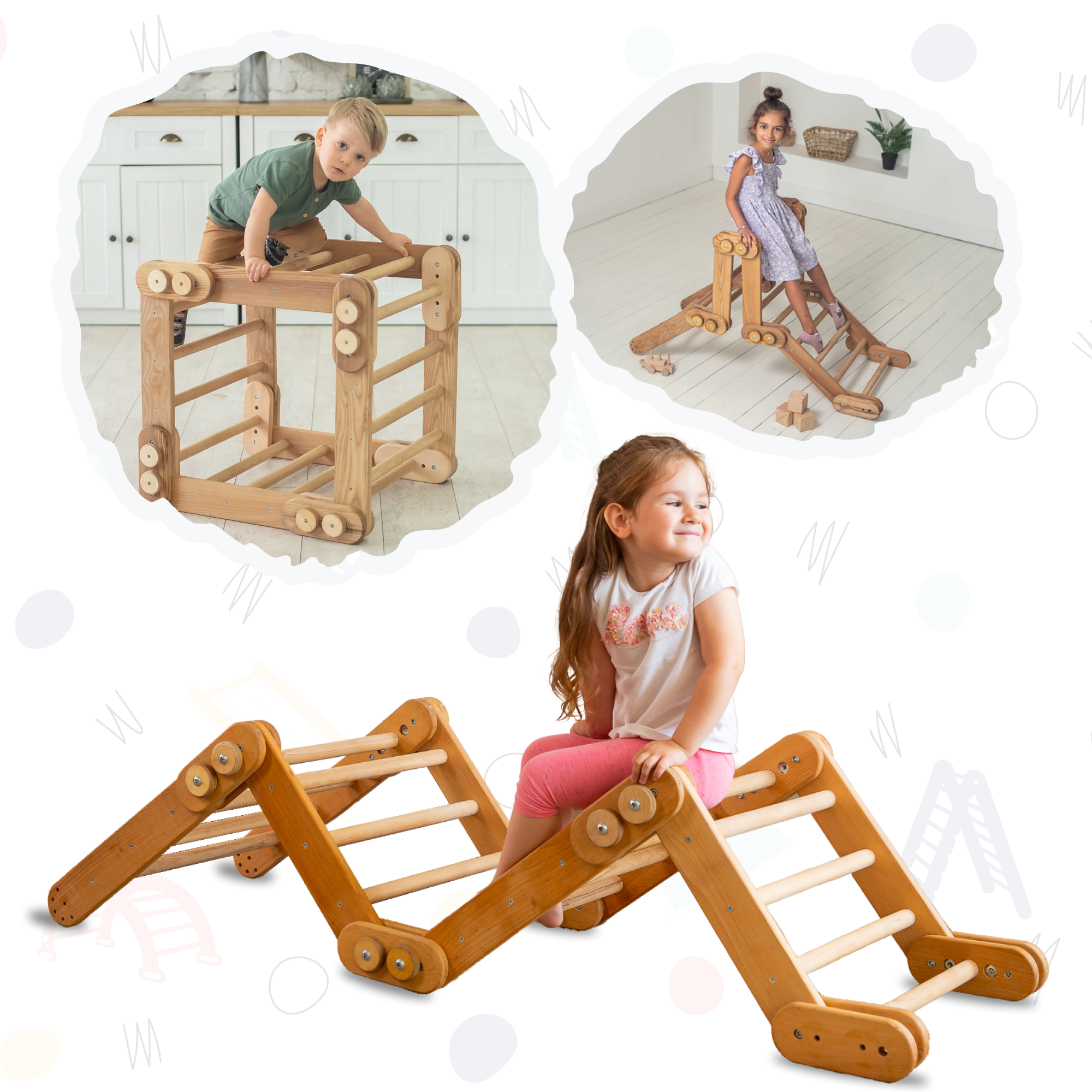 Snake Ladder – Montessori Climber for Kids 1-7 y.o. – Chocolate Single Ladders Goodevas Beige