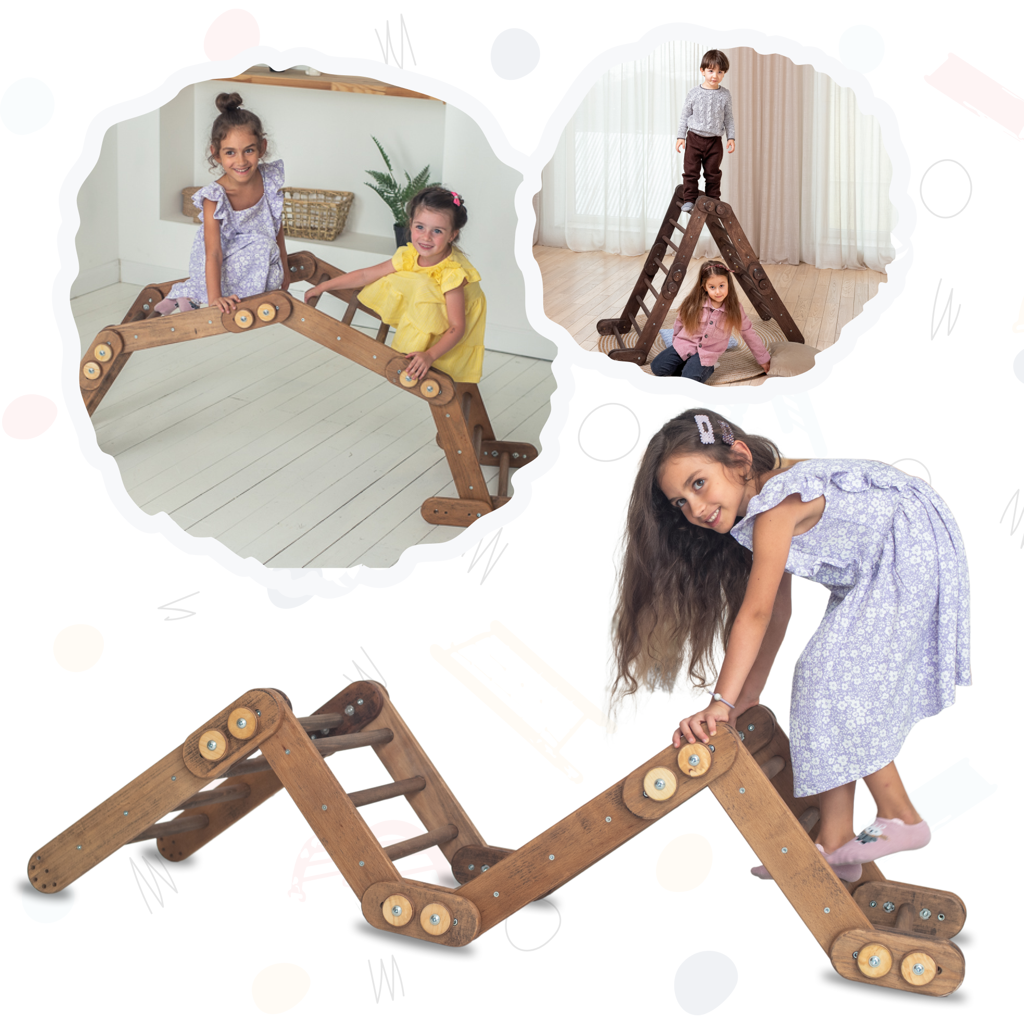Snake Ladder – Montessori Climber for Kids 1-7 y.o. – Chocolate Single Ladders Goodevas Chocolate