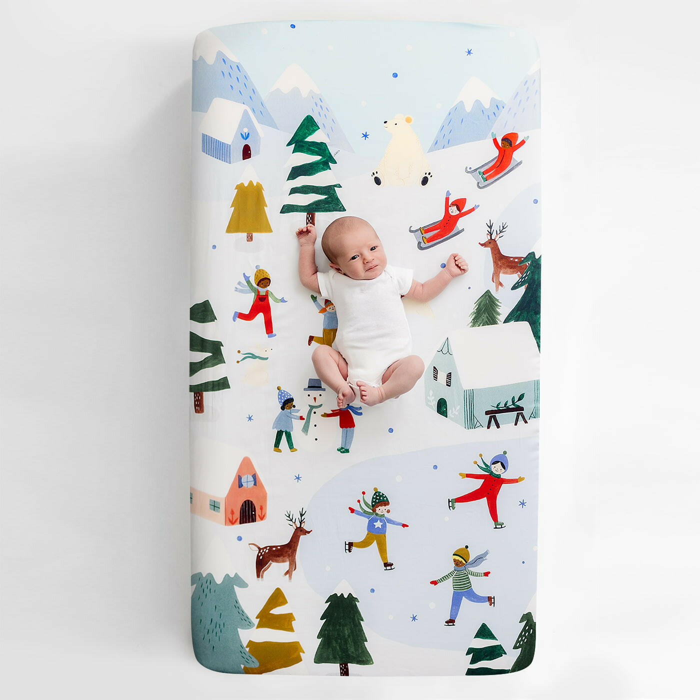 Snowy Day Standard Size Crib Sheet Crib sheets Rookie Humans