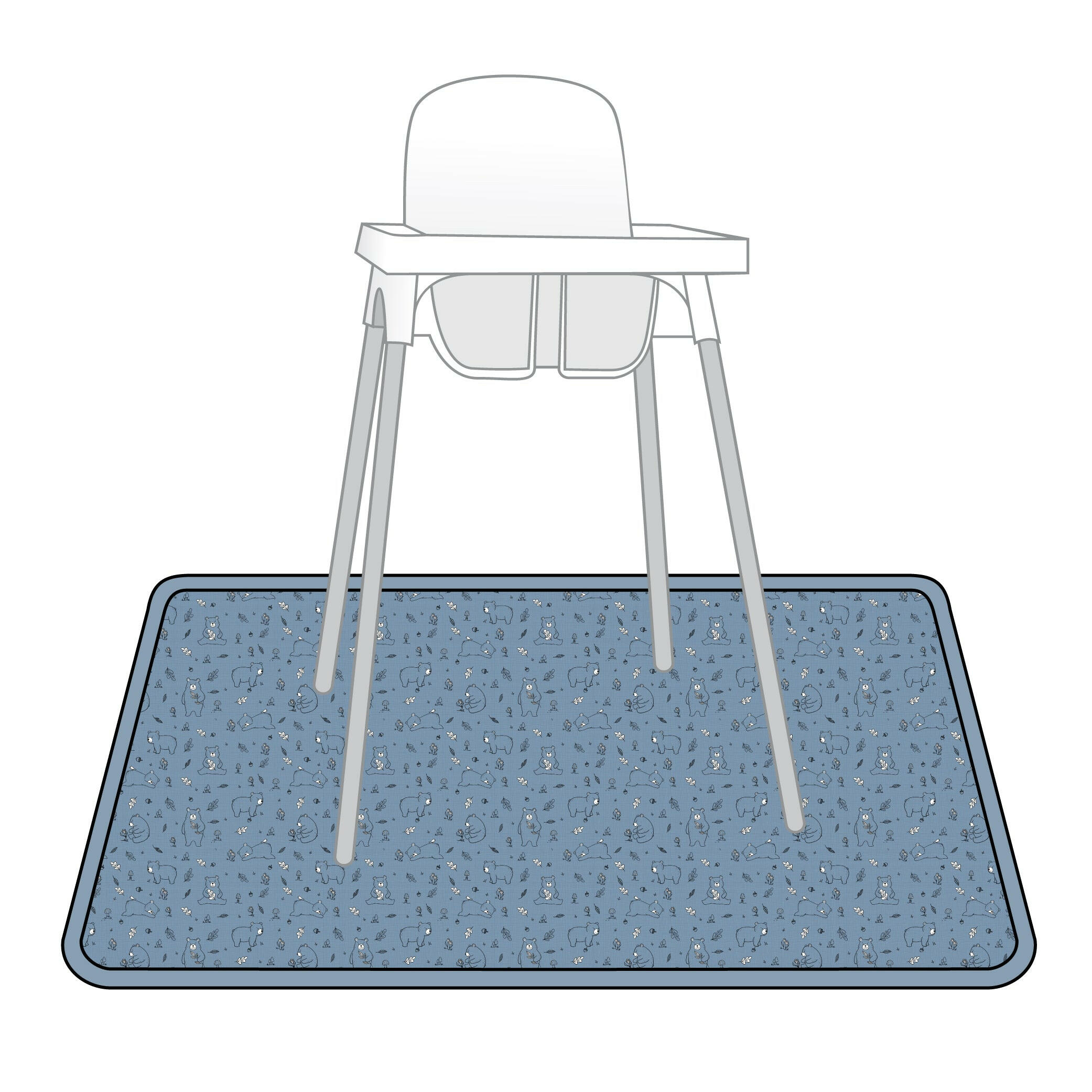 Bears In Blue Splash Mat - A Waterproof Catch-All for Highchair Spills and More!  BapronBaby