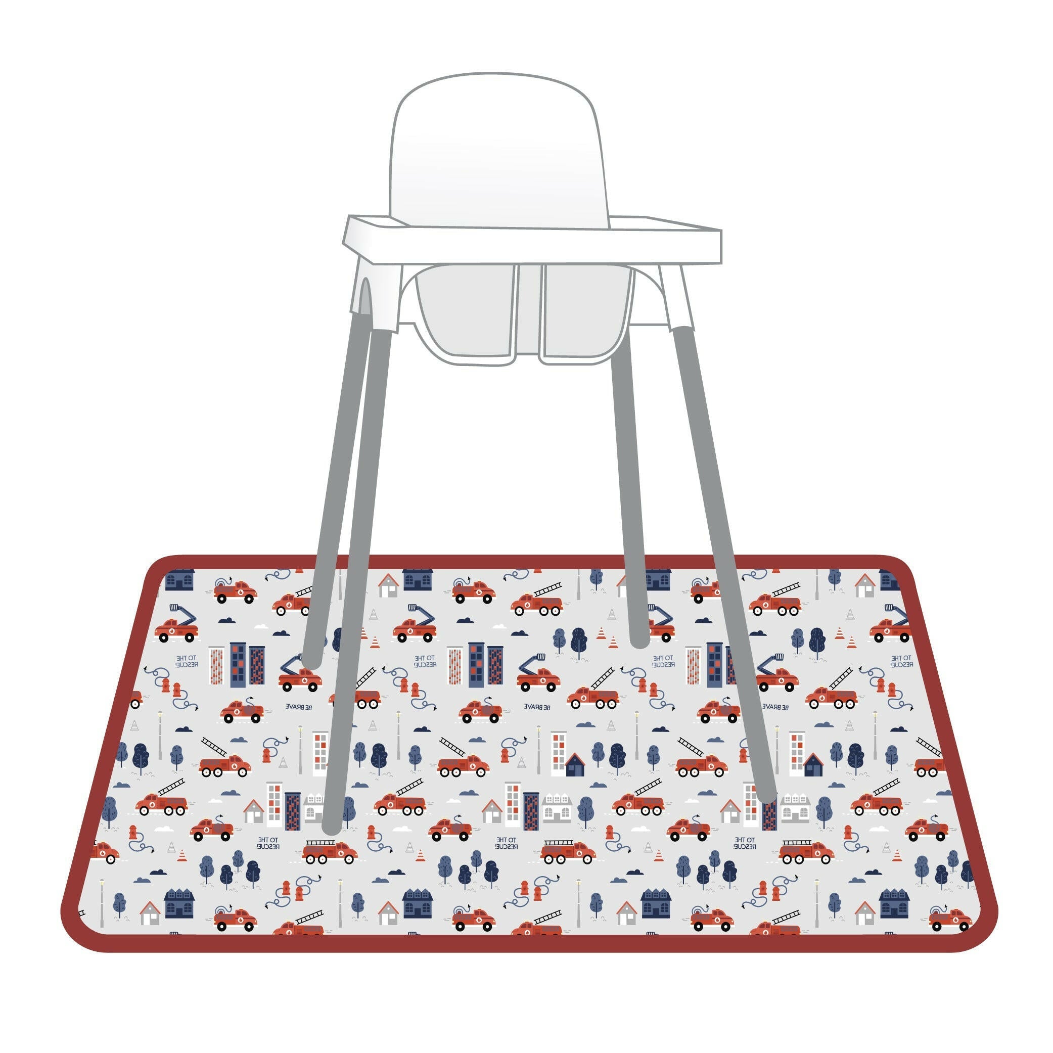 Be Brave - Firefighter Splash Mat - A Waterproof Catch-All for Highchair Spills and More!  BapronBaby