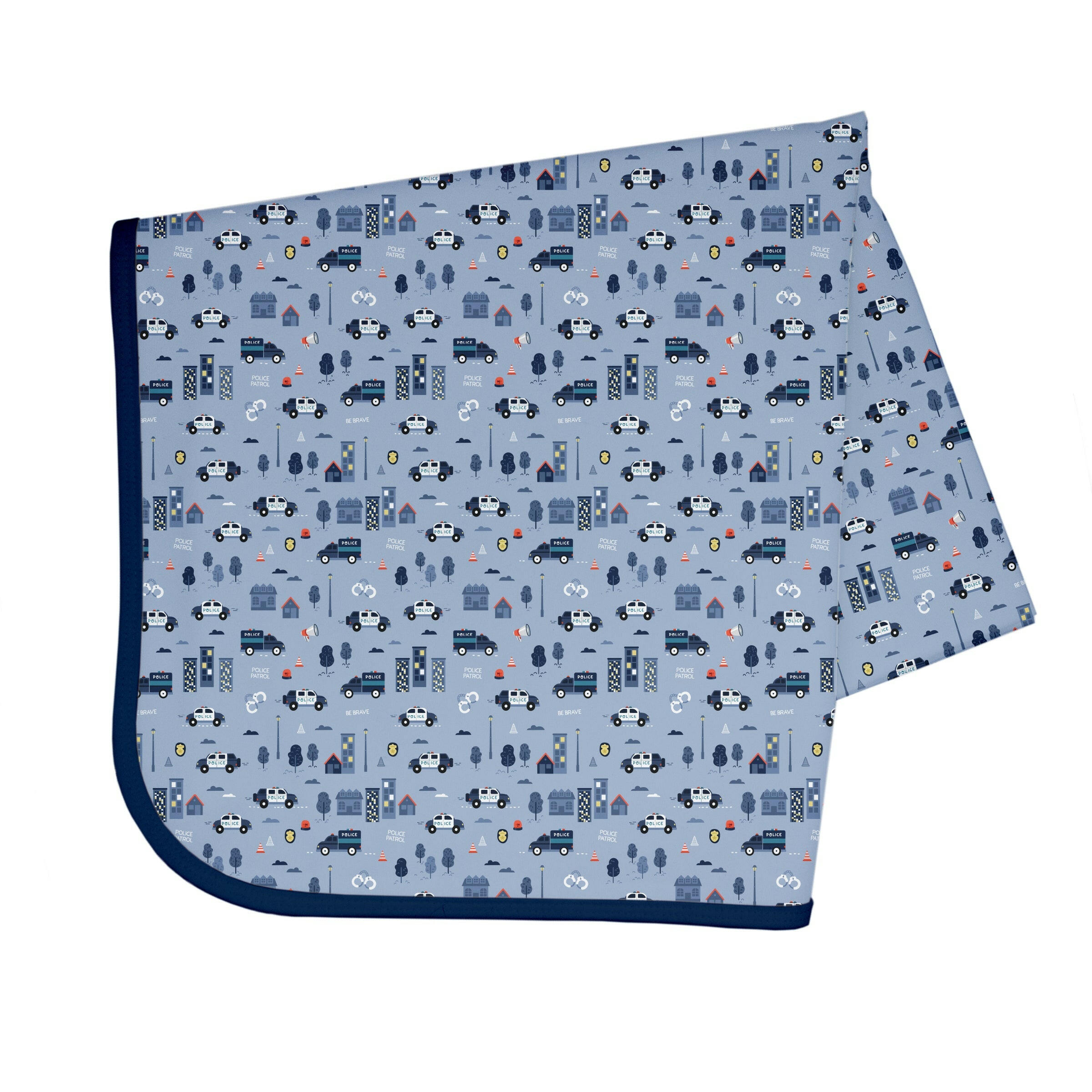 Be Brave - Police Patrol Splash Mat - A Waterproof Catch-All for Highchair Spills and More!  BapronBaby