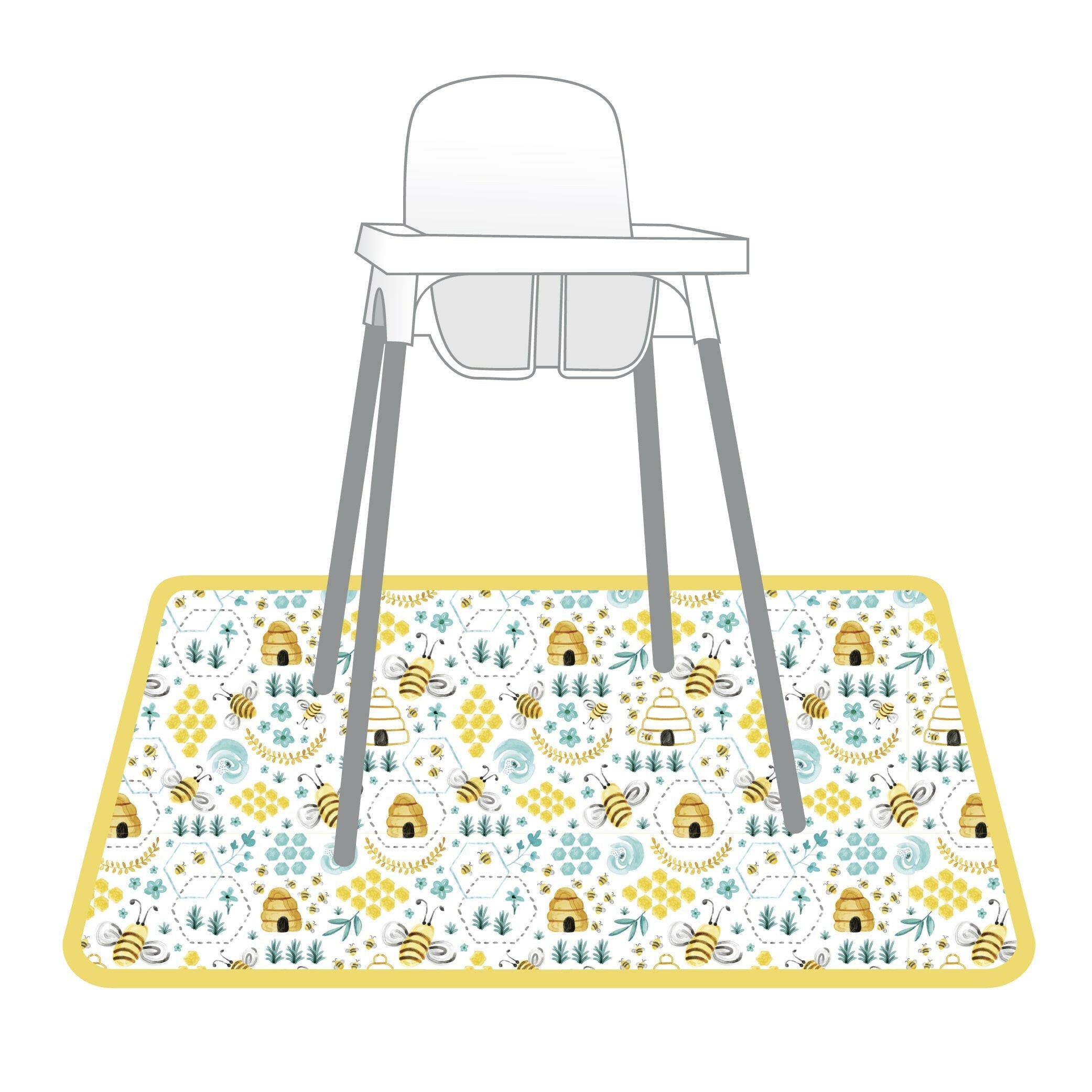 Busy Bees Splash Mat - A Waterproof Catch-All for Highchair Spills and More! BapronBaby