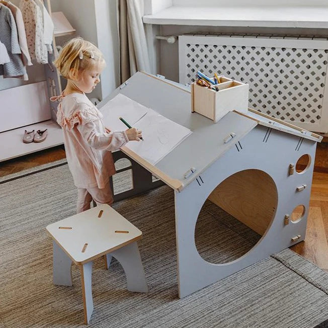 My Mini Roundabout Stool Playroom Furniture myminihome Grey