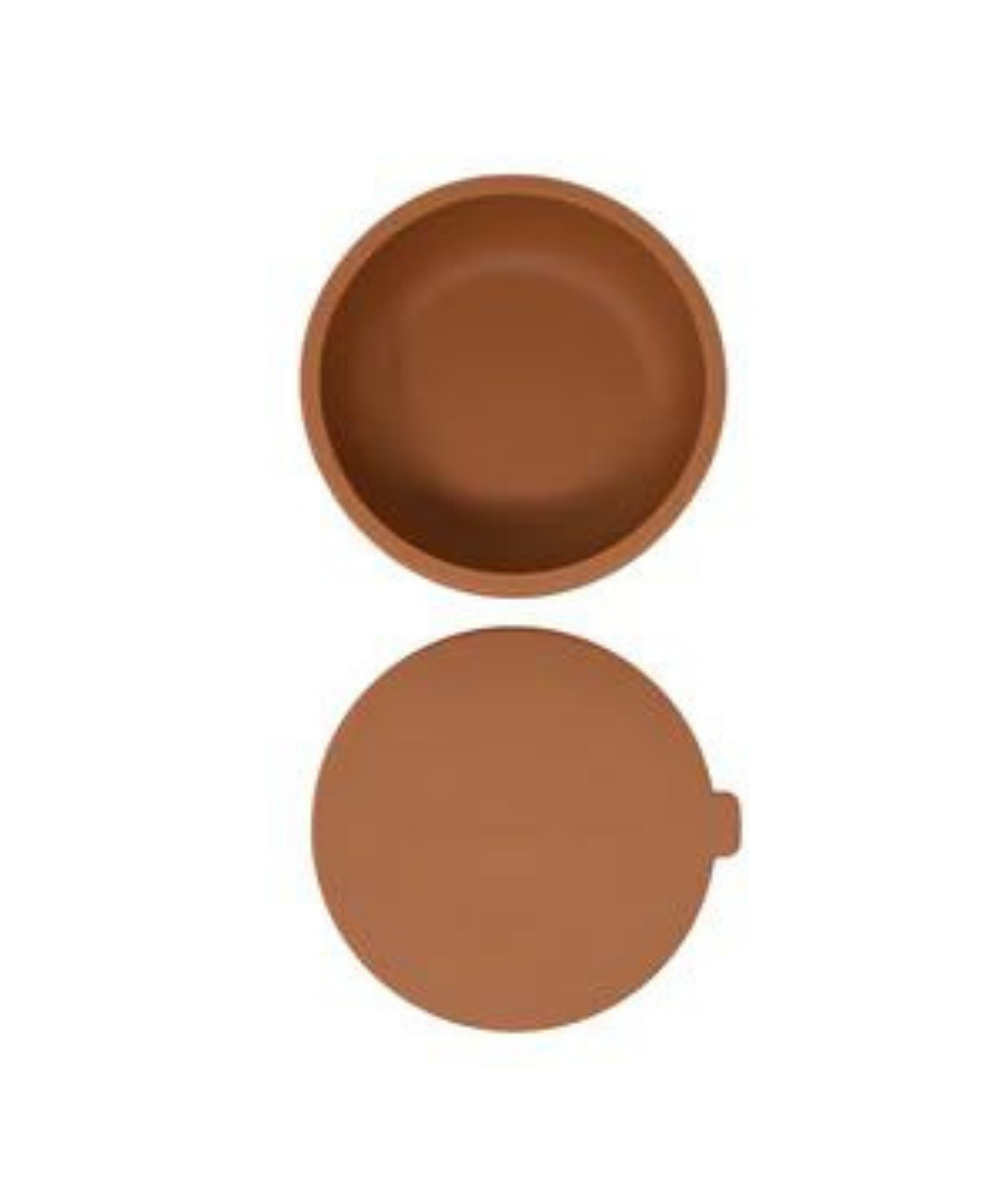 Silicone Suction Bowl with Lids Feeding The Dearest Grey Terracotta
