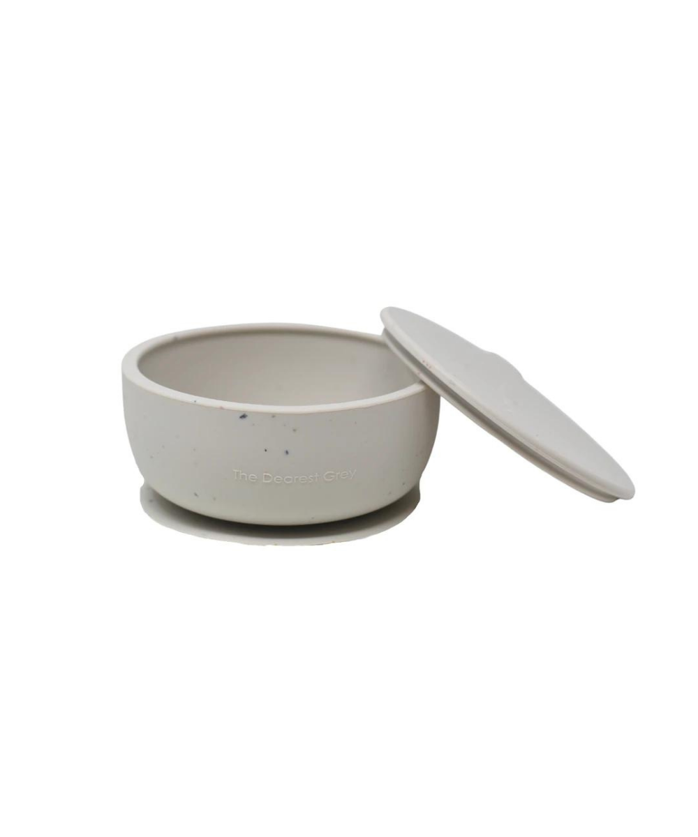 Silicone Suction Bowl with Lids Feeding The Dearest Grey Sprinkles