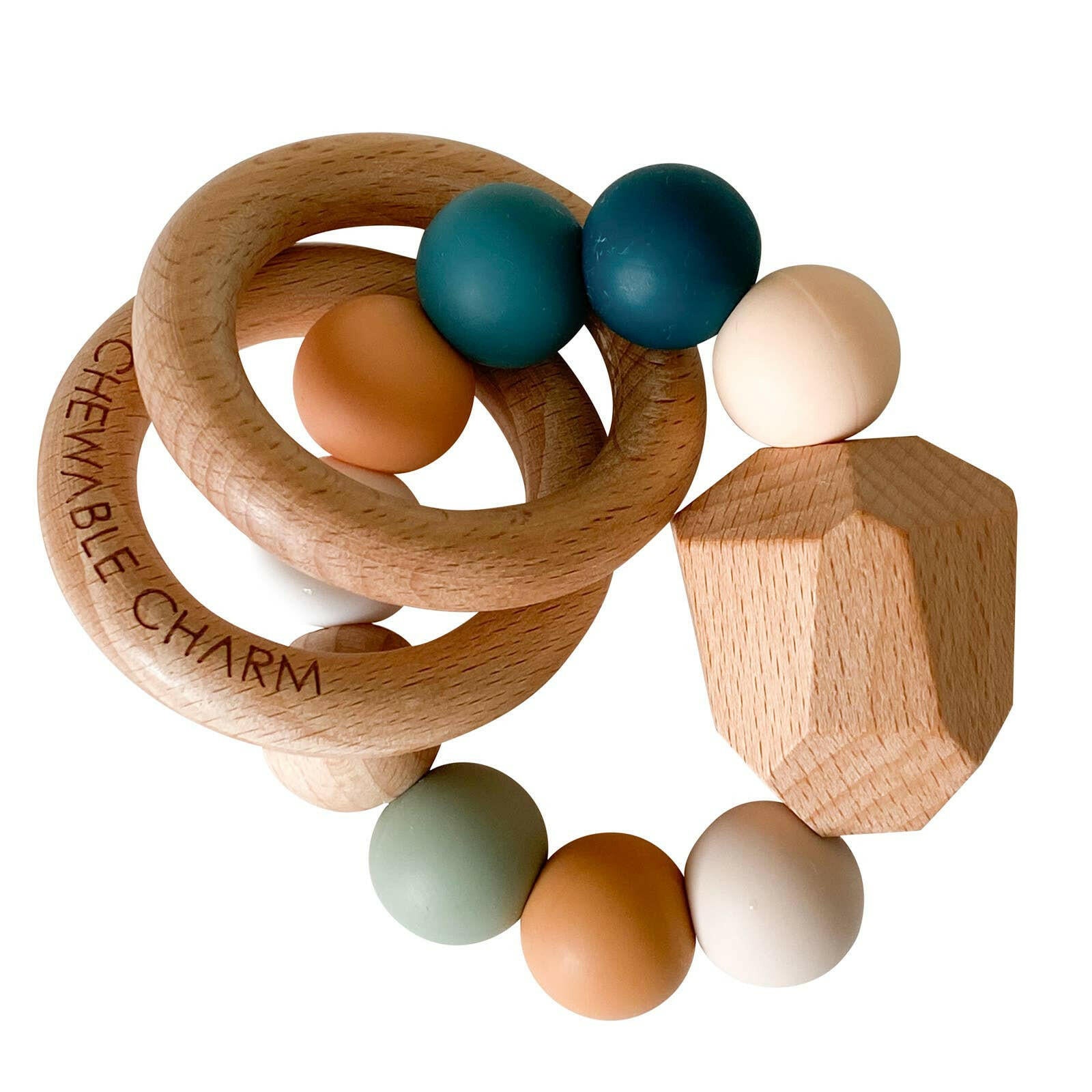 Hayes Silicone + Wood Teether Ring Baby Essentials Chewable Charm Summer