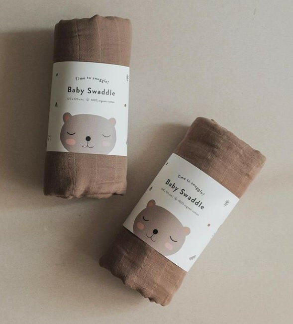 Organic Baby Swaddle Maxi — Brown Swaddle Little Otja