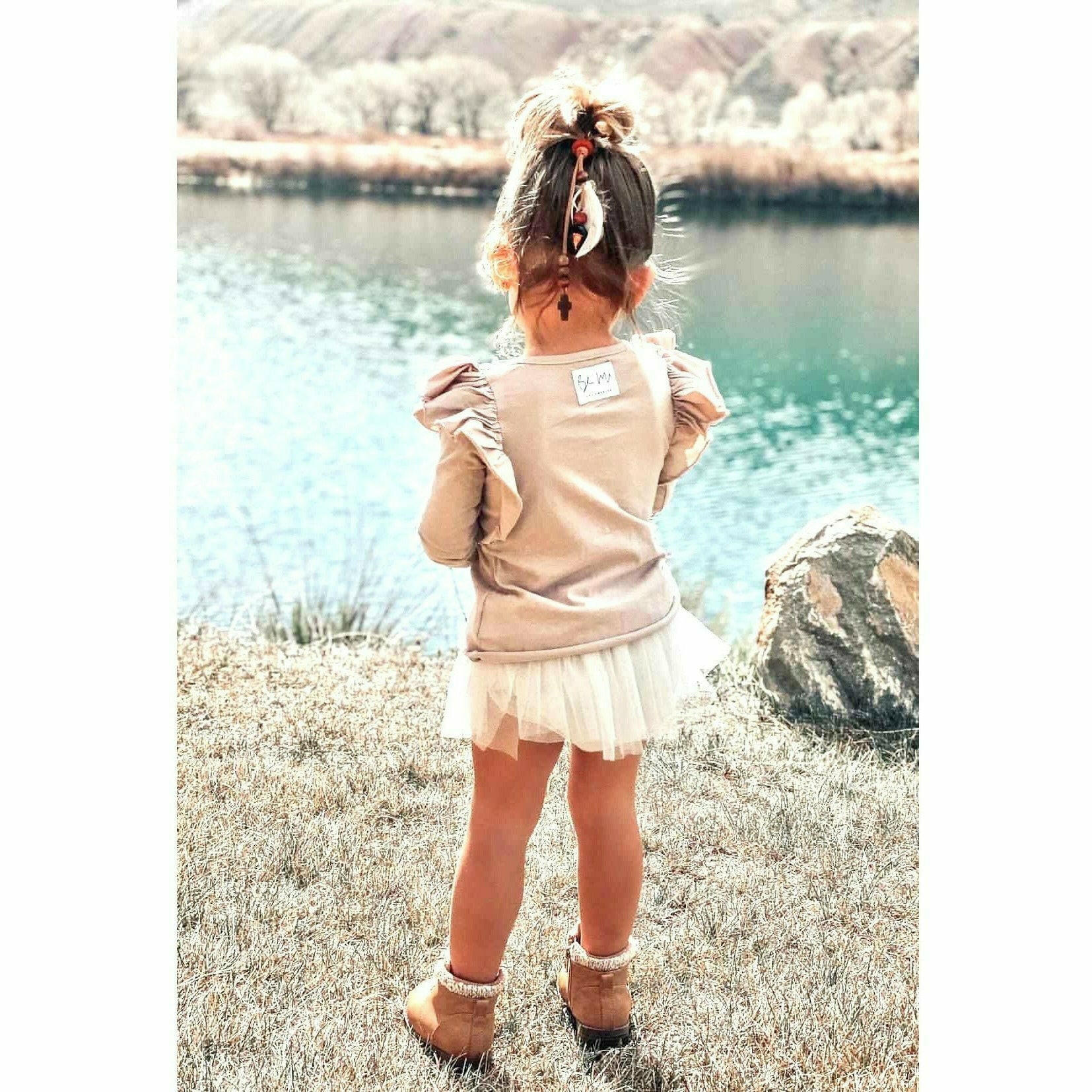 Natalia Ruffle Top Tan Top Be Mi Los Angeles