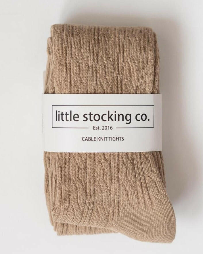 Oat Cable Knit Tights Tights Little Stocking Co