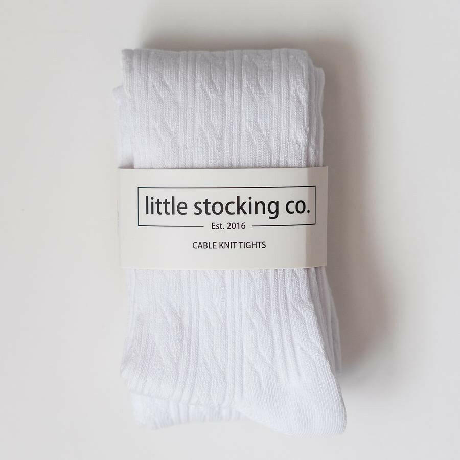 White Cable Knit Tights Tights Little Stocking Co