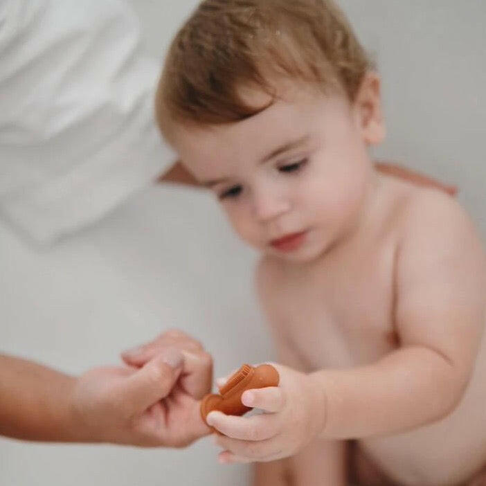 Finger Toothbrush - Tradewinds/Stone Baby Essentials Mushie