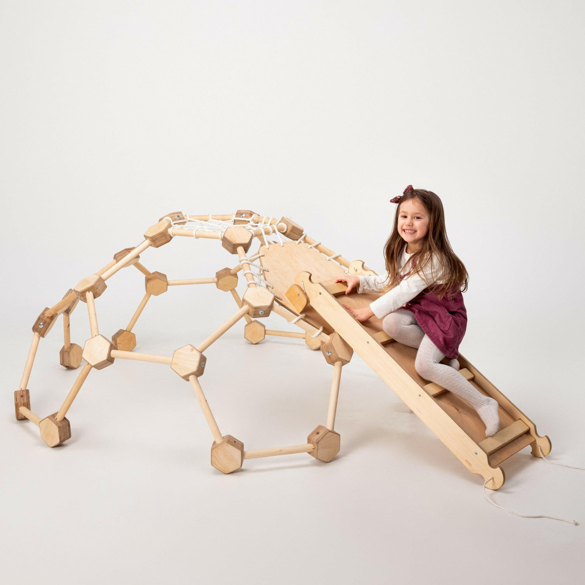 2in1 Climbing Set: Wooden Climbing Frame Geodome / Climbing Dome with Slide Board for Kids 2-6 y.o. Climbing Dome Goodevas