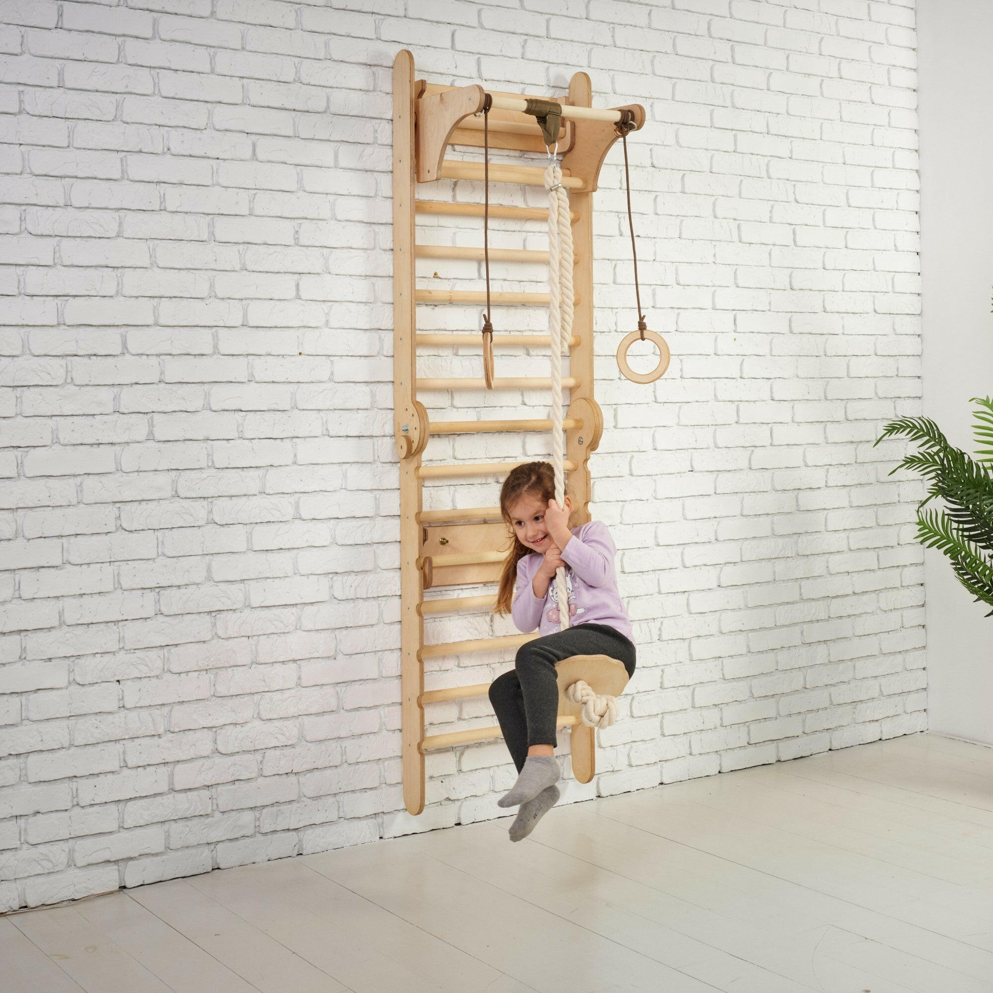 Wooden Swedish Wall / Climbing ladder for Children + Swing Set Swesdish wall Goodevas