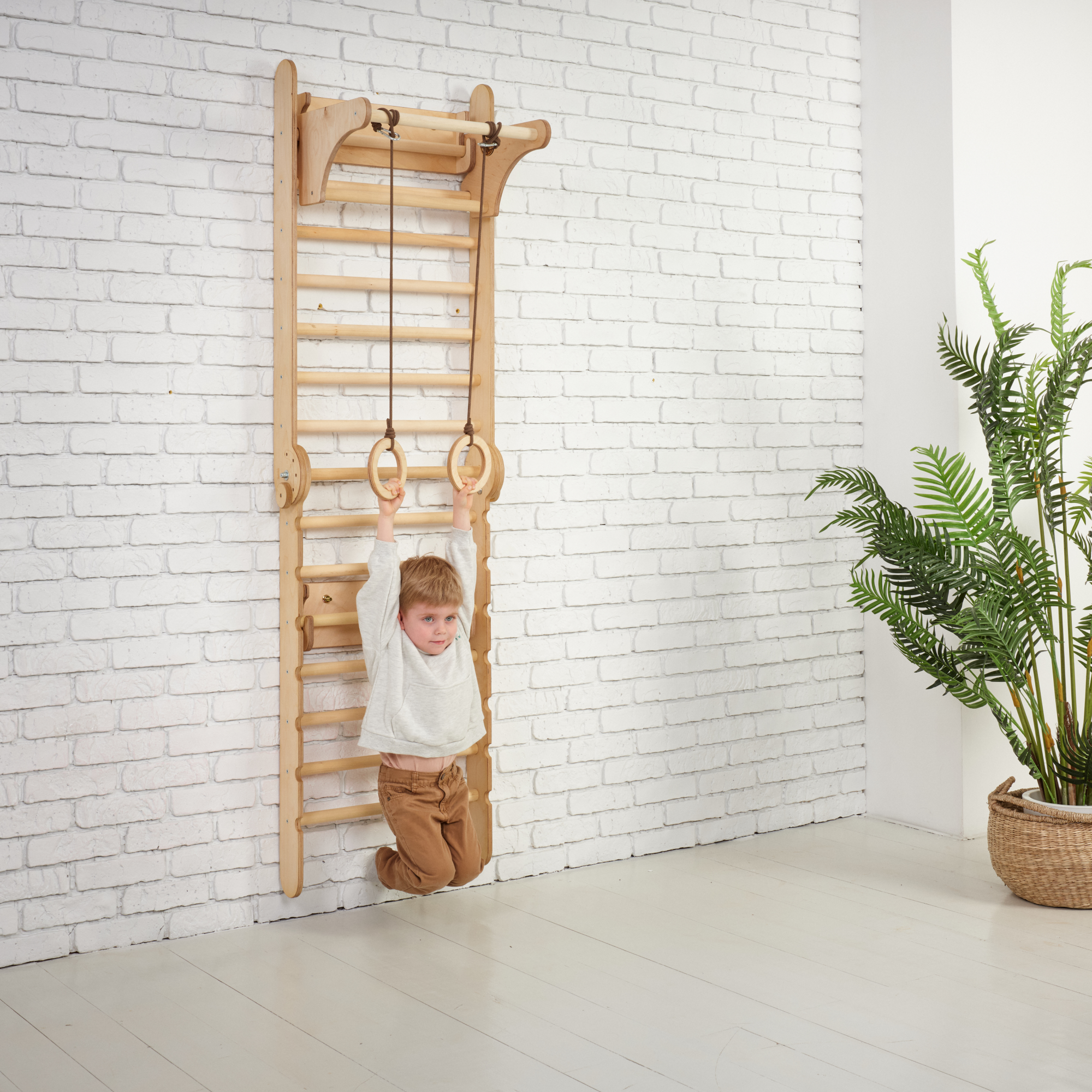 Wooden Swedish Wall / Climbing ladder for Children + Swing Set Swesdish wall Goodevas