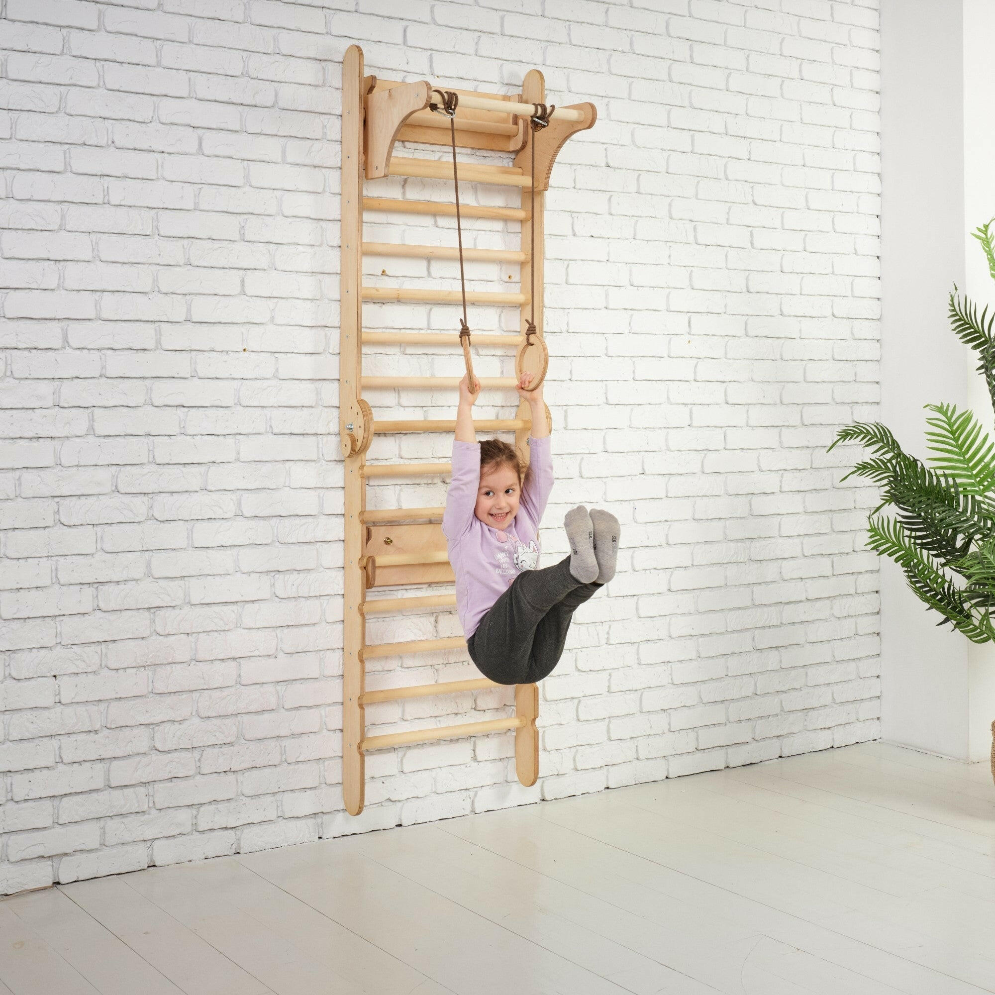 Wooden Swedish Wall / Climbing ladder for Children + Swing Set Swesdish wall Goodevas
