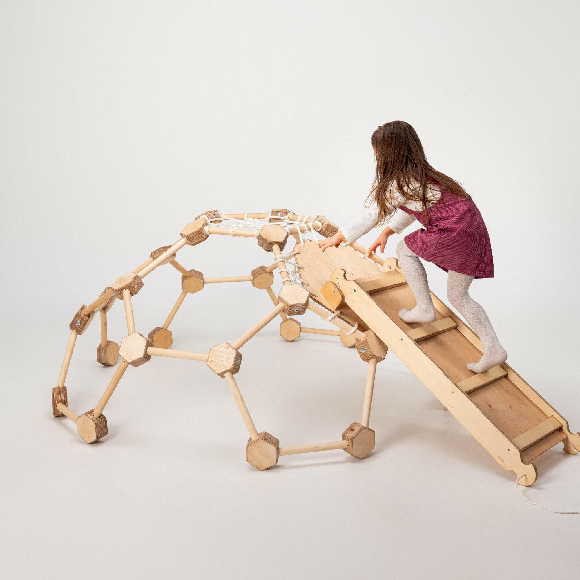 2in1 Climbing Set: Wooden Climbing Frame Geodome / Climbing Dome with Slide Board for Kids 2-6 y.o. Climbing Dome Goodevas