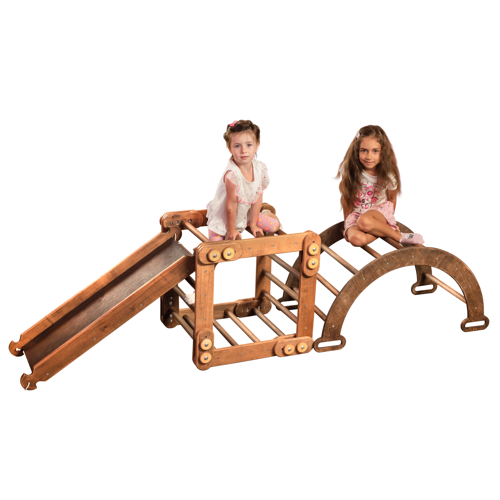 3in1 Montessori Climbing Set: Snake Ladder + Arch/Rocker + Slide Board/Ramp – Chocolate 3in1 Playsets Goodevas
