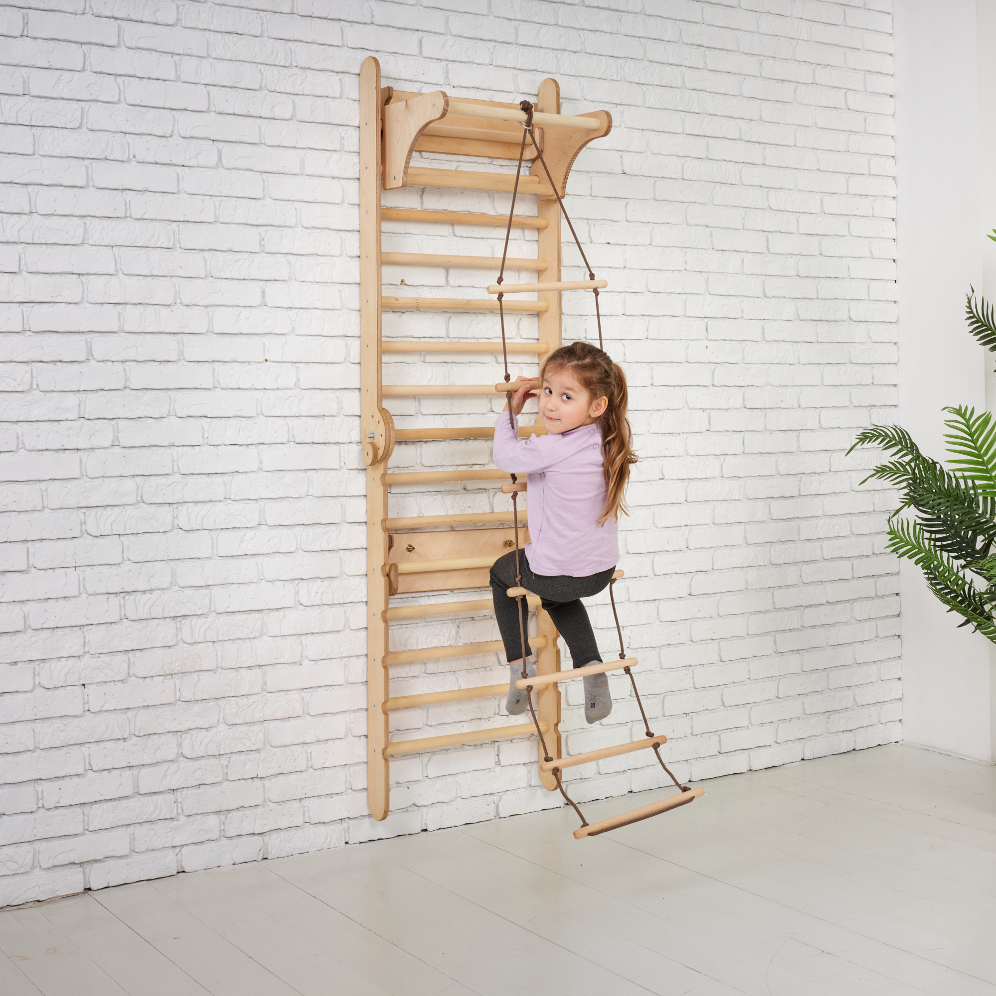 Wooden Swedish Wall / Climbing ladder for Children + Swing Set Swesdish wall Goodevas