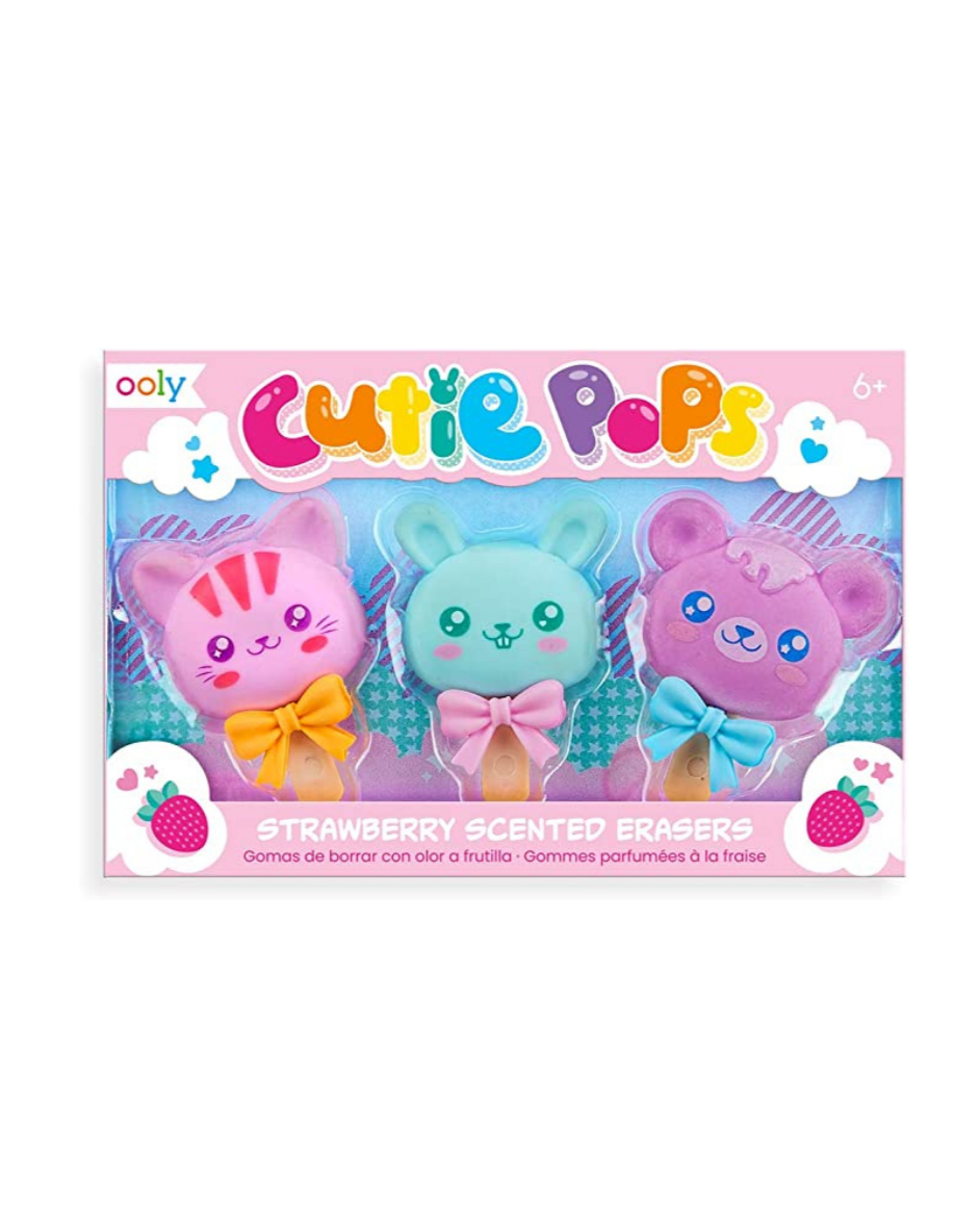 Cutie Pops Scented Erasers - Set Of 3 Art Supplies OOLY - Art & School Supplies