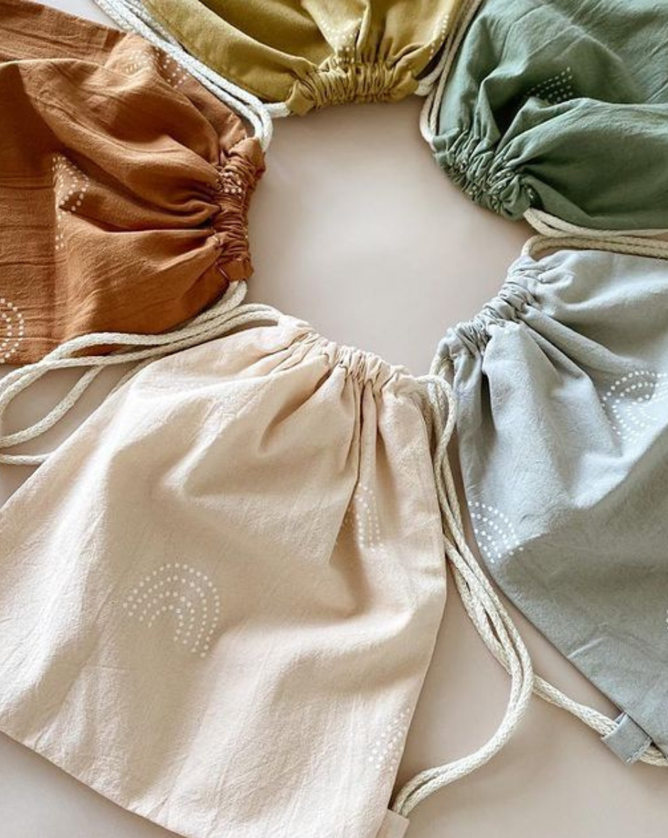 Organic Rainbow Drawstring Bag drawstring bag Little Wonder & Co.