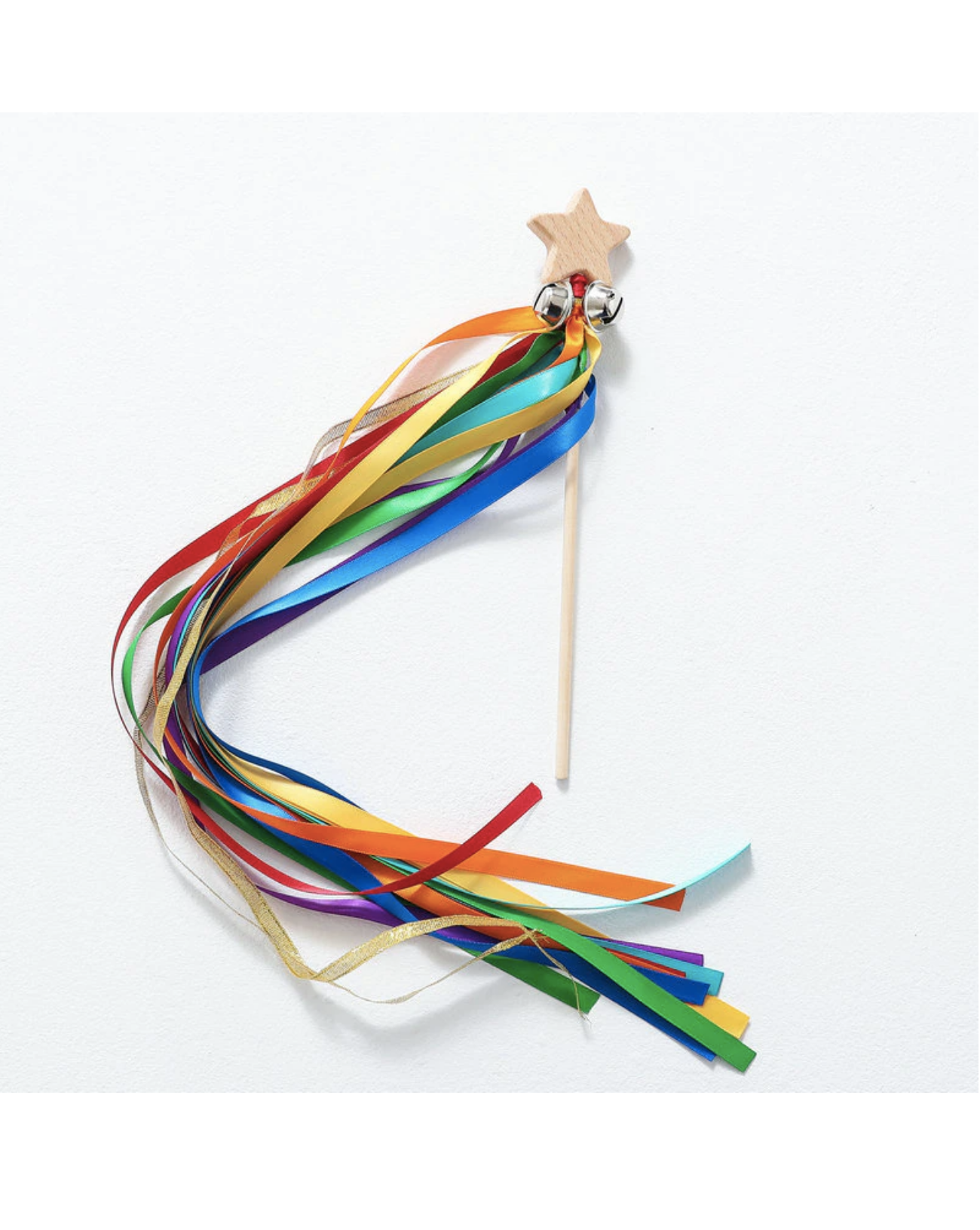 Wooden Magical Ribbon Wand Toy Pretend Play Little Wonder & Co. Rainbow
