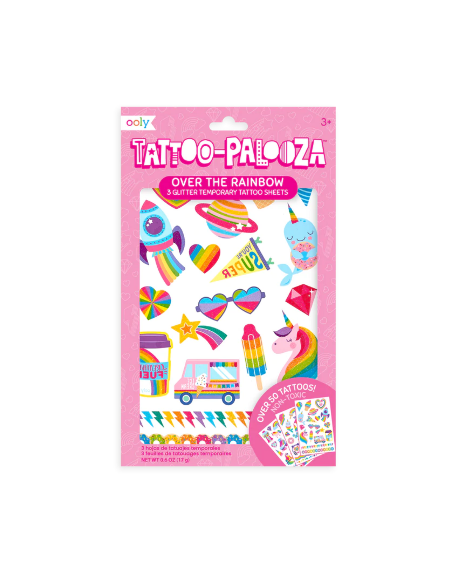 Tattoo Palooza: Over the Rainbow Temporary Glitter Tattoos - 3 Sheets Art Supplies OOLY - Art & School Supplies