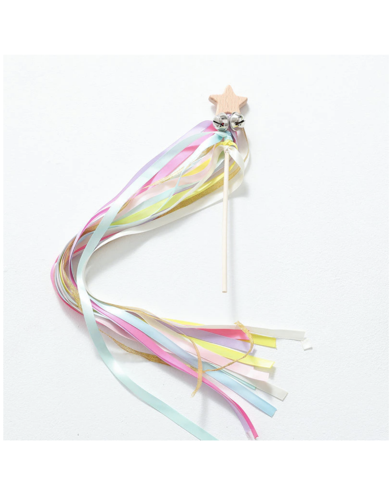 Wooden Magical Ribbon Wand Toy Pretend Play Little Wonder & Co. Pastel Rainbow