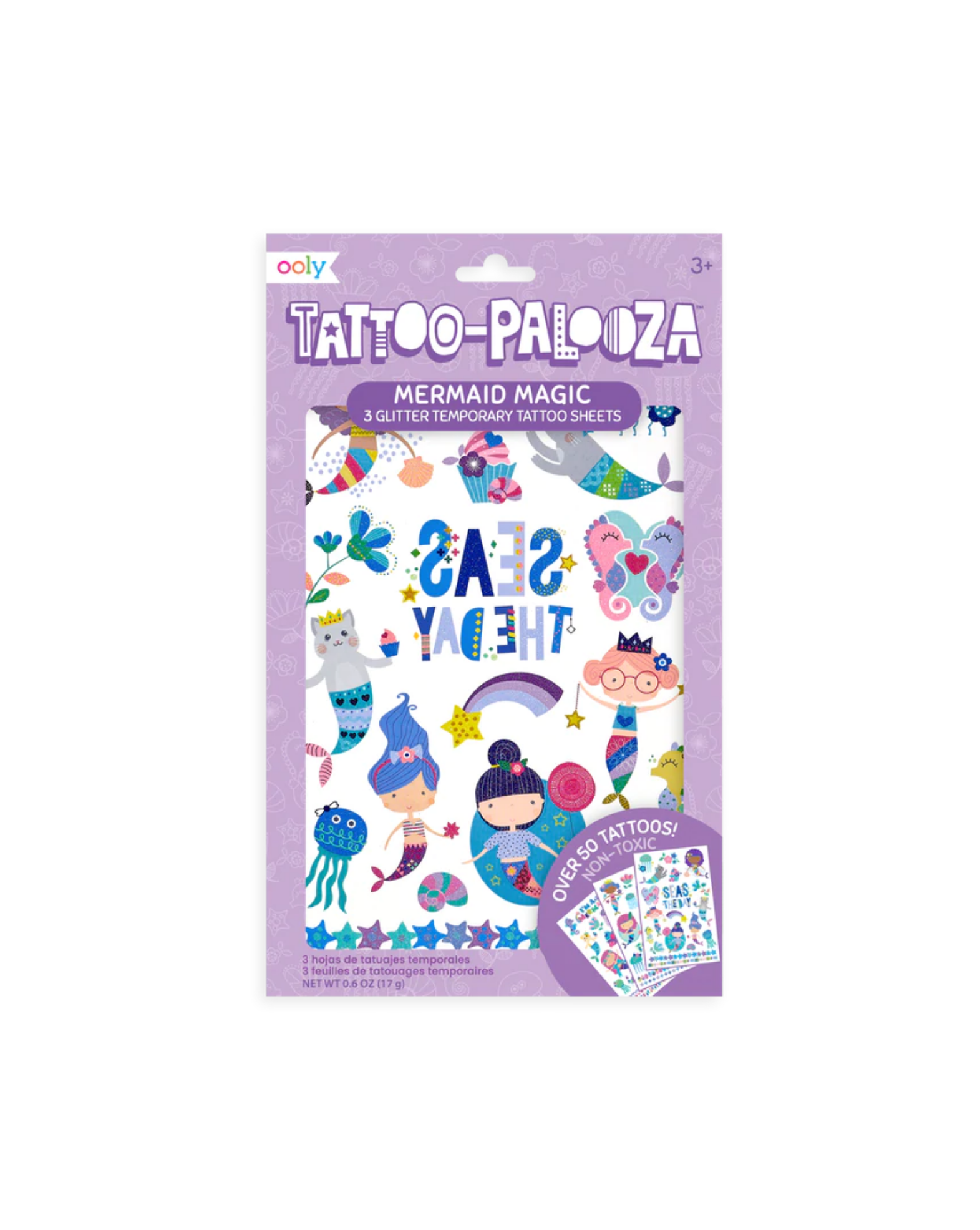 Tattoo Palooza: Mermaid Magic Temporary Glitter Tattoos - 3 Sheets Art Supplies OOLY - Art & School Supplies