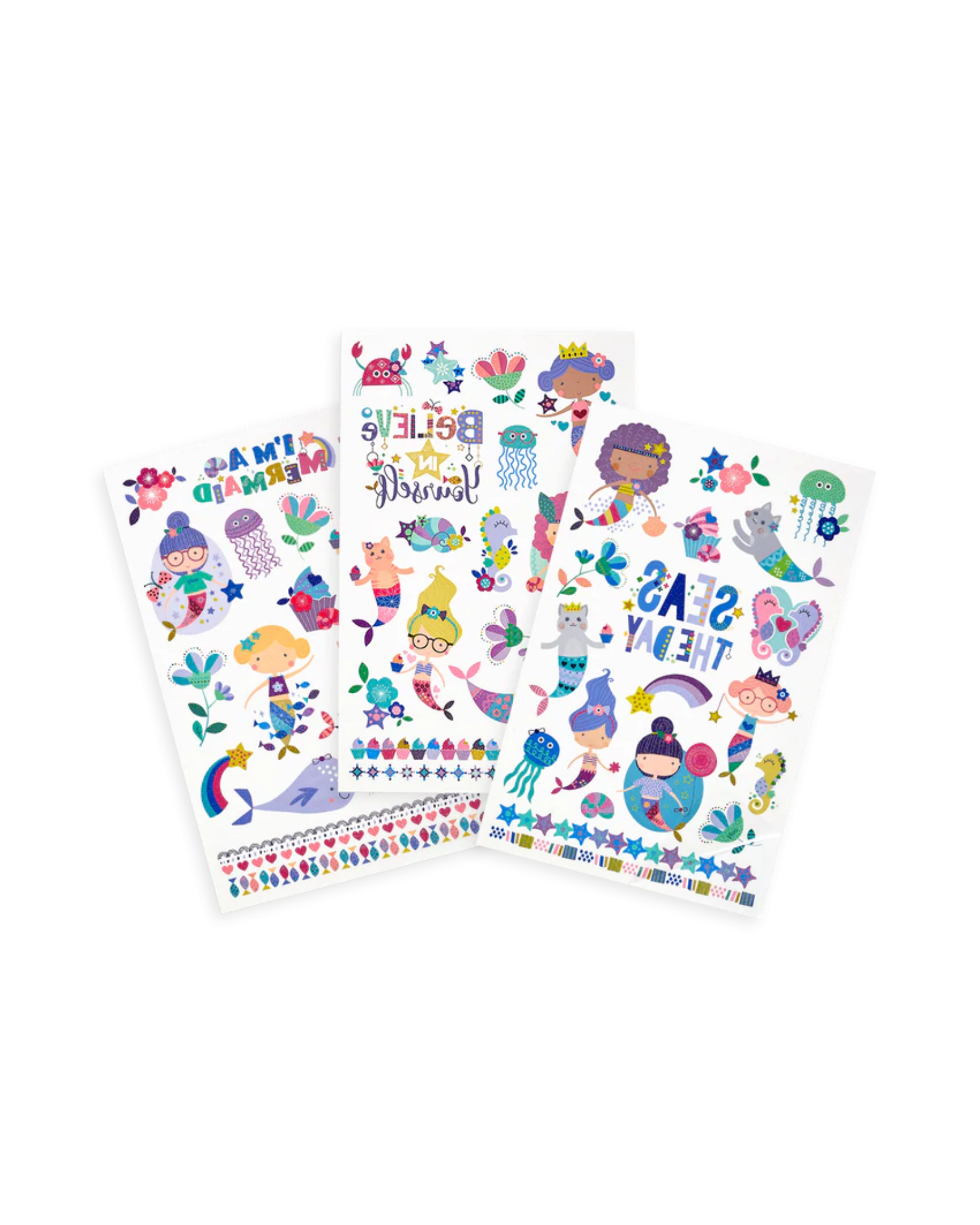 Tattoo Palooza: Mermaid Magic Temporary Glitter Tattoos - 3 Sheets Art Supplies OOLY - Art & School Supplies