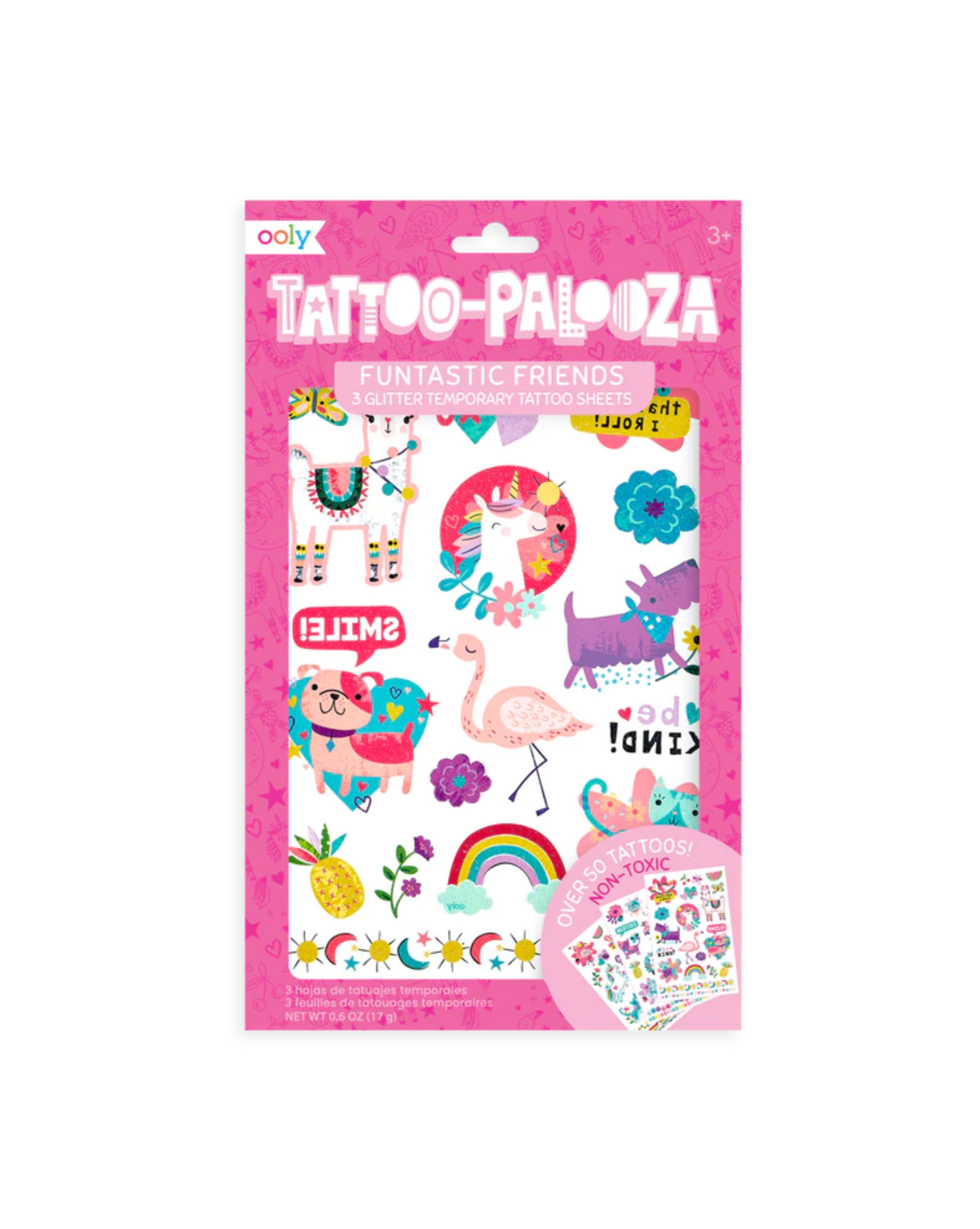 Tattoo Palooza: Funtastic Friends Glitter Temporary Tattoos - 3 Sheets Art Supplies OOLY - Art & School Supplies
