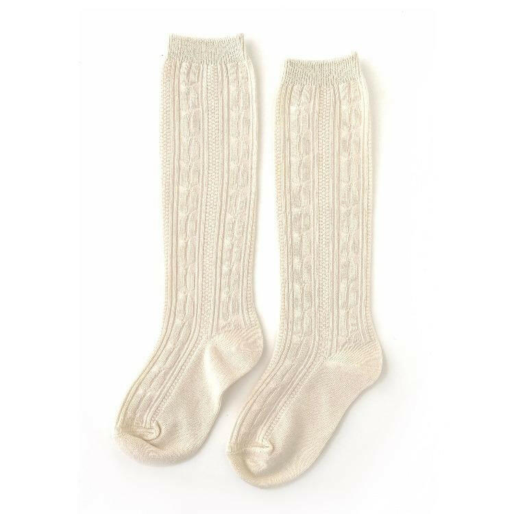 Vanilla Cream Cable Knee High Socks Socks Little Stocking Co