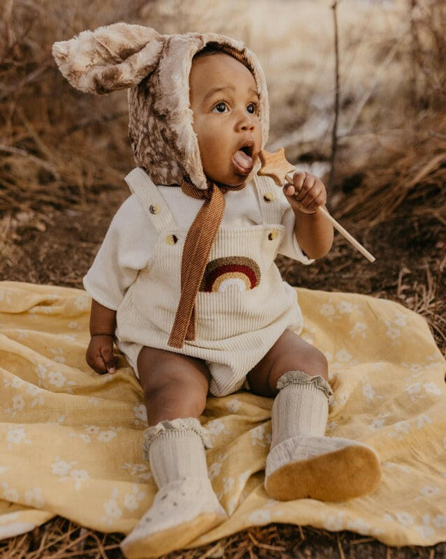 Rainbow Corduroy Baby Romper Baby Clothing Little Wonder & Co.