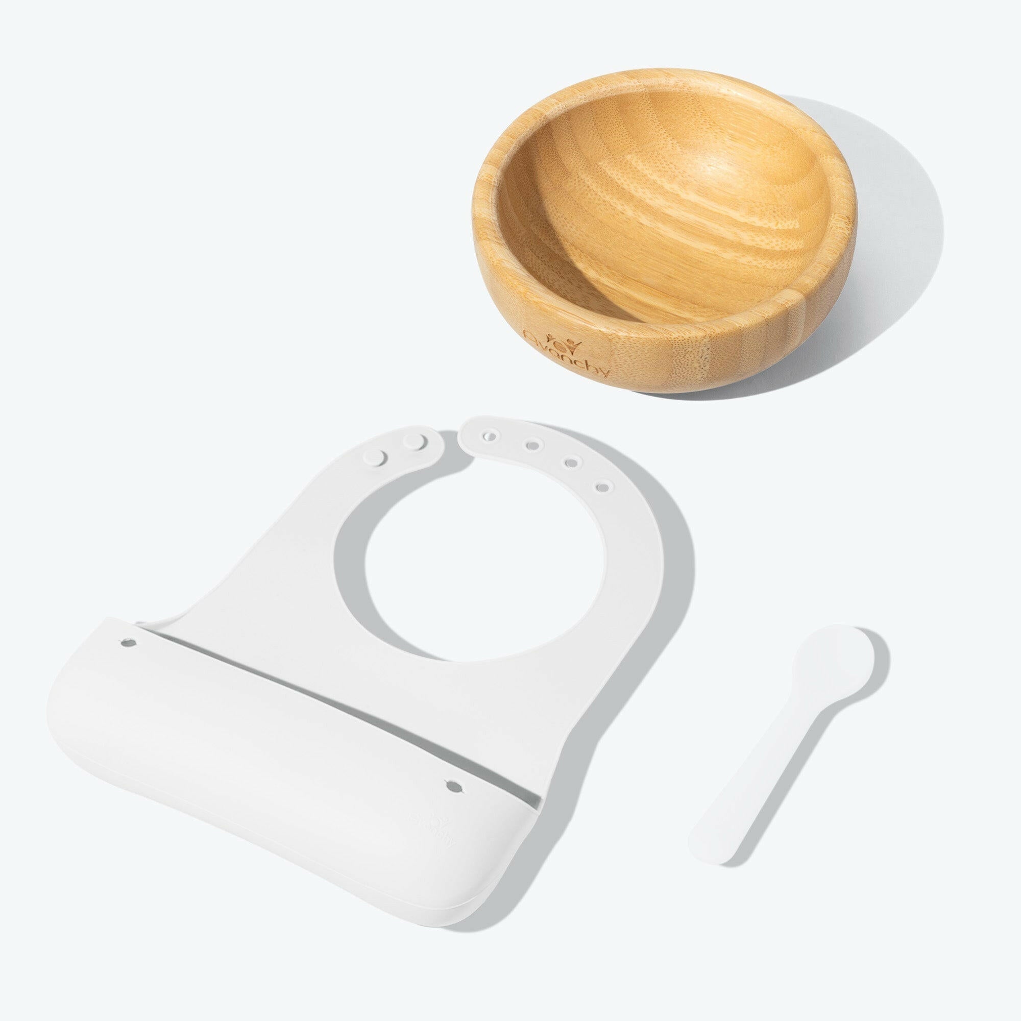 Avanchy Early Feeding Baby Gift Set Baby Feeding Avanchy Sustainable Baby Dishware White Bamboo Bowl
