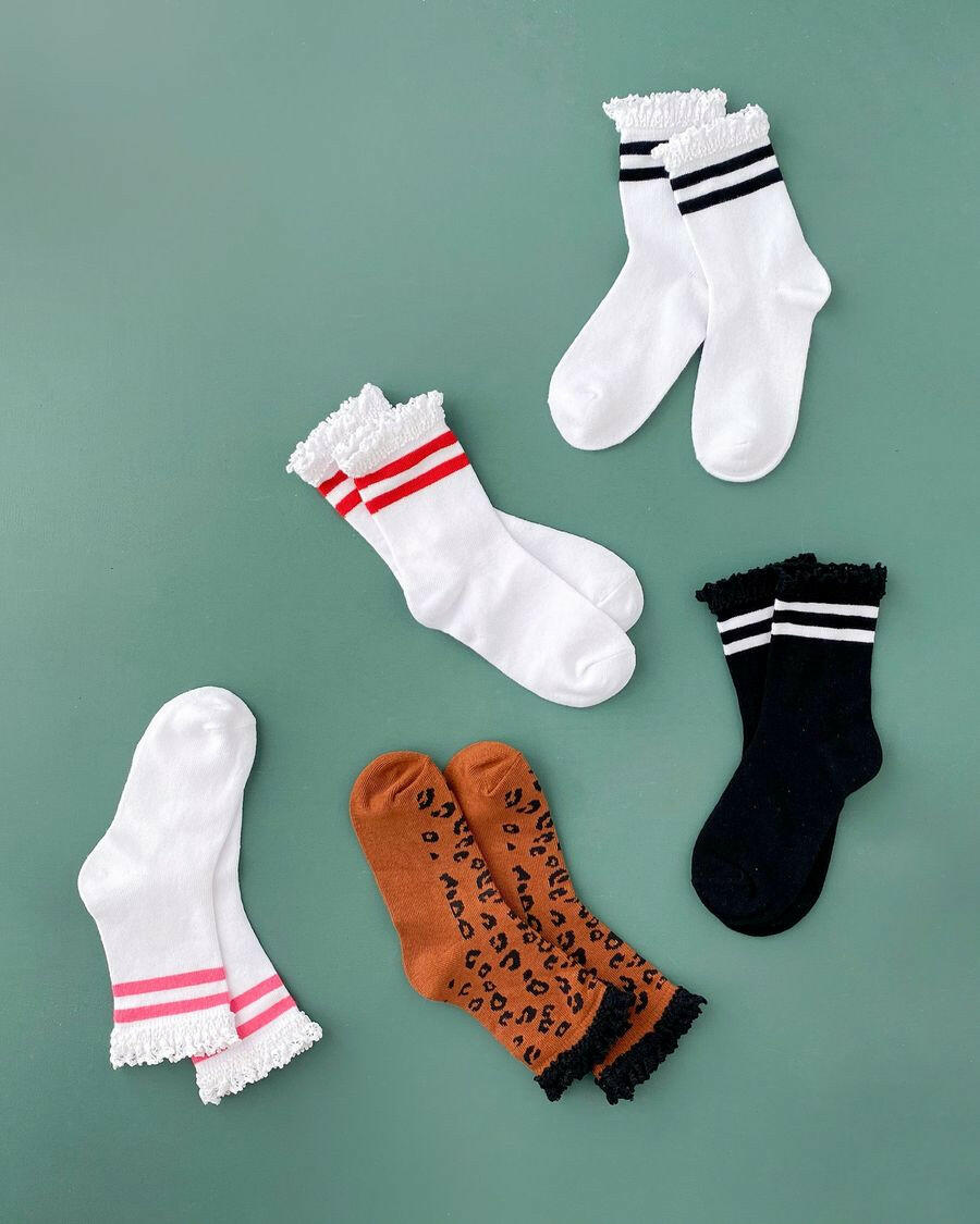 Black Stripe Lace Midi Socks Socks Little Stocking Co