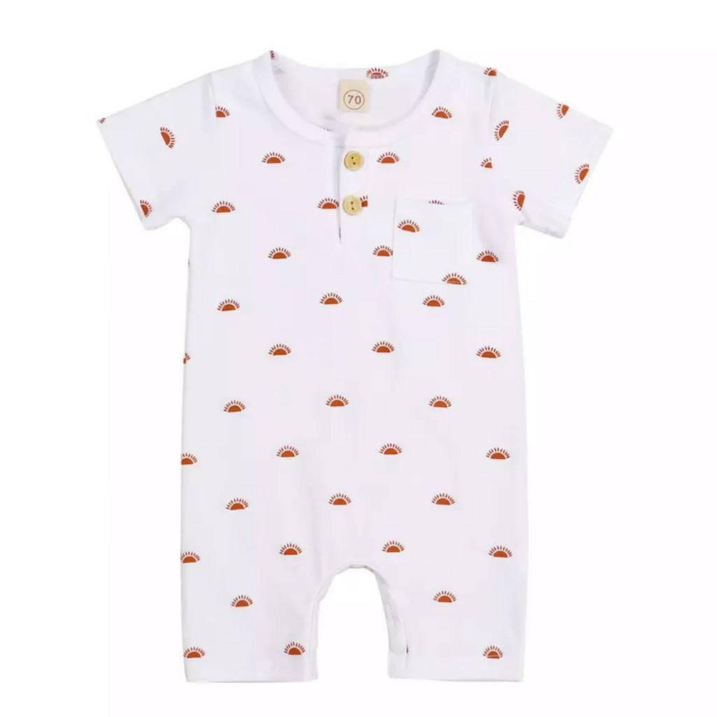 White Sunset Short Sleeve Romper Romper Tiny Trendsetter Inc.